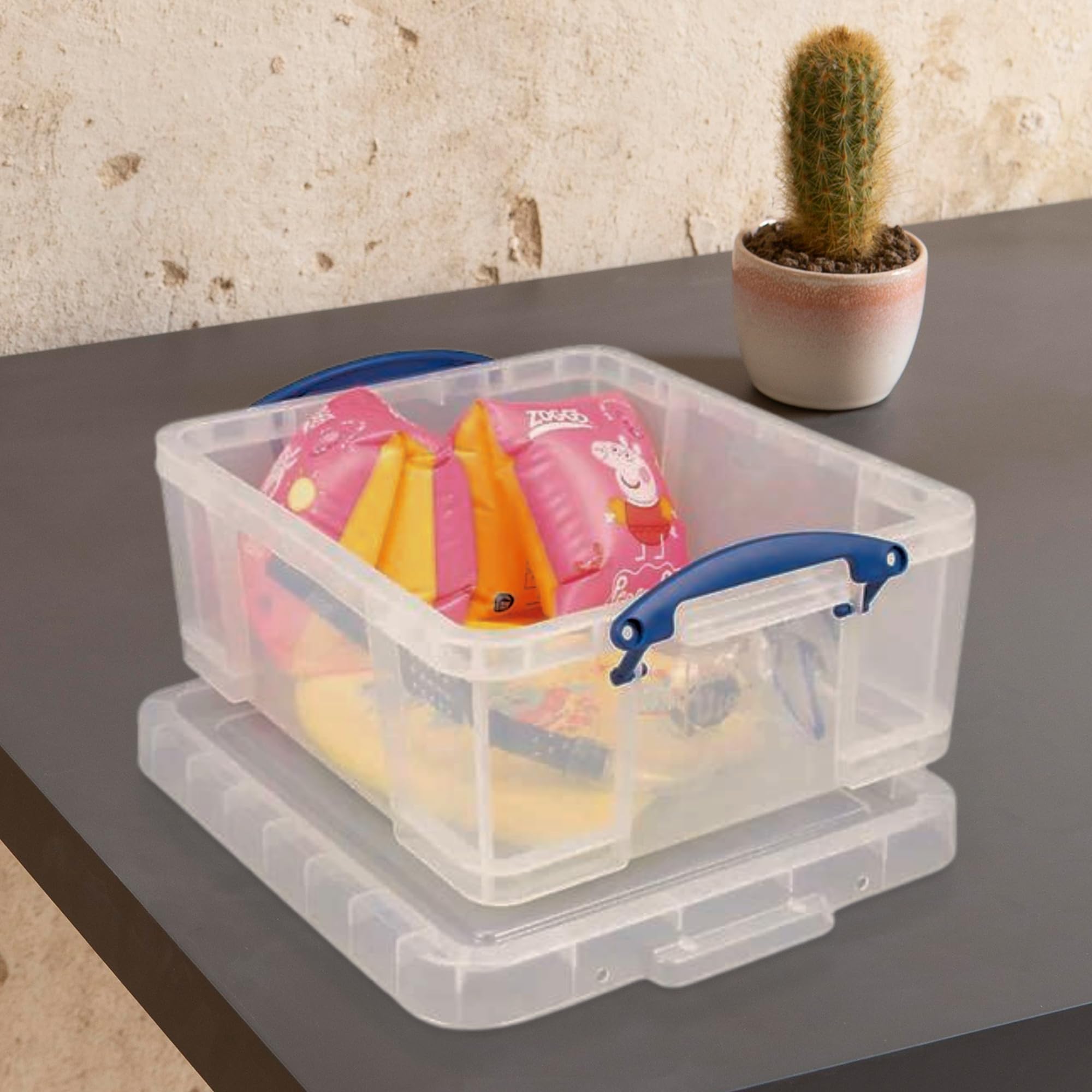 Really Useful 4-Pack 17L Clear Plastic Storage Bins with Secure Snap Lids & Clip Lock - Perfect for Home Organization, Office Supplies & Craft Storage