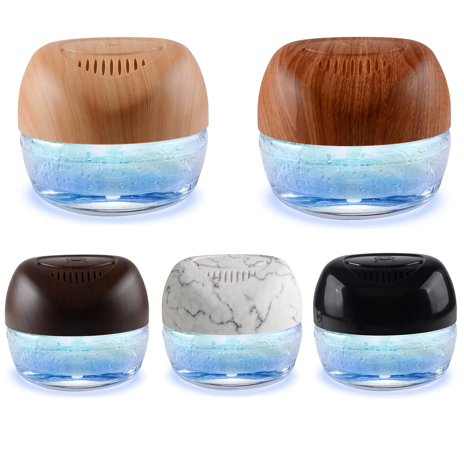 5-Pack Water-Based Air Purifier & Humidifier with 7-Color LED Mood Light - Air Freshener, Revitalizer for Home, Office, Bedroom, Nursery - Improves Air Quality & Creates Relaxing Atmosphere