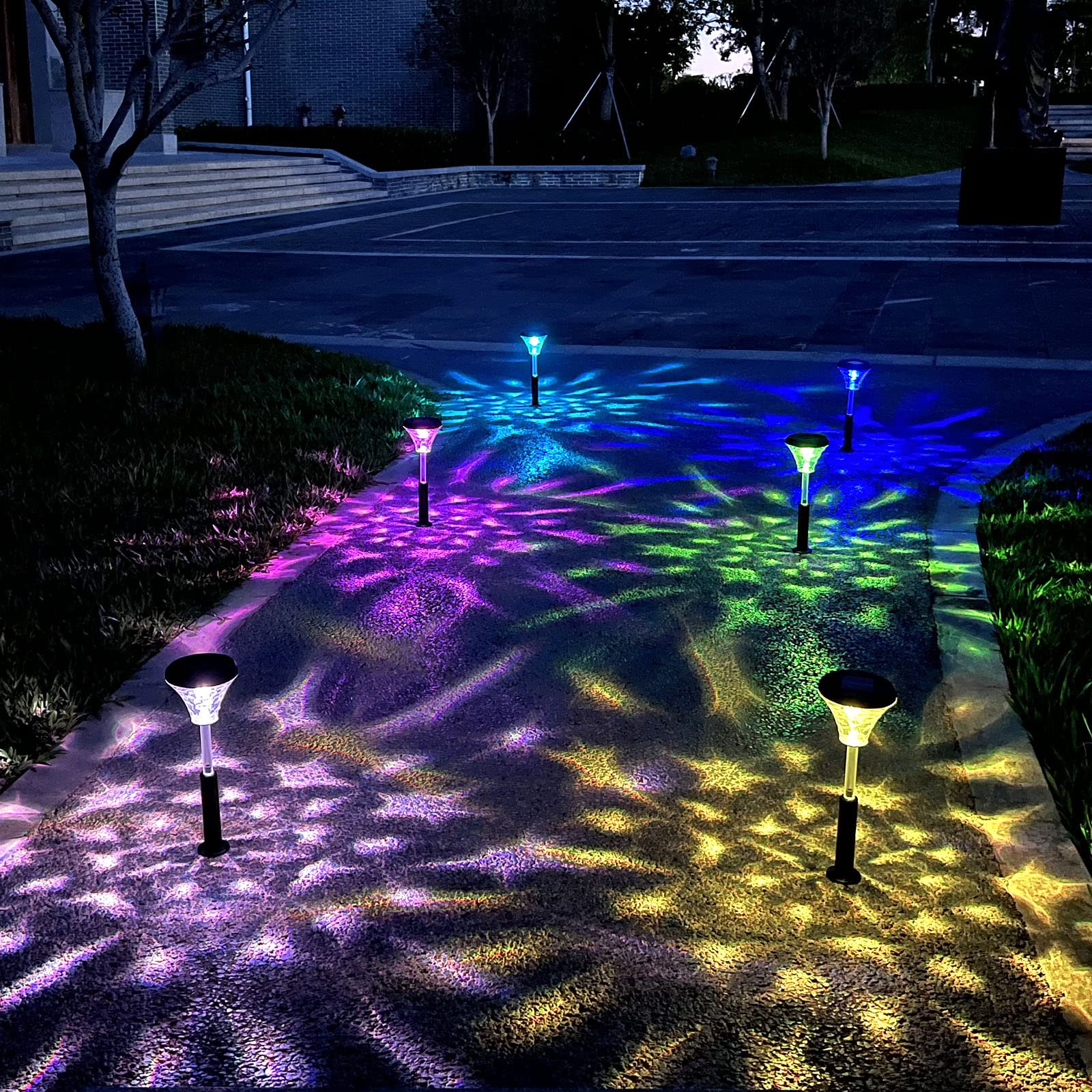 Bright Solar Pathway Lights 2-Pack - Warm White & Color Changing LED Solar Garden Lights, IP67 Waterproof Solar Path Lights with Auto On/Off for Walkway, Lawn, Landscape Decoration | Perfect for Garden, Patio, Driveway & Backyard Lighting