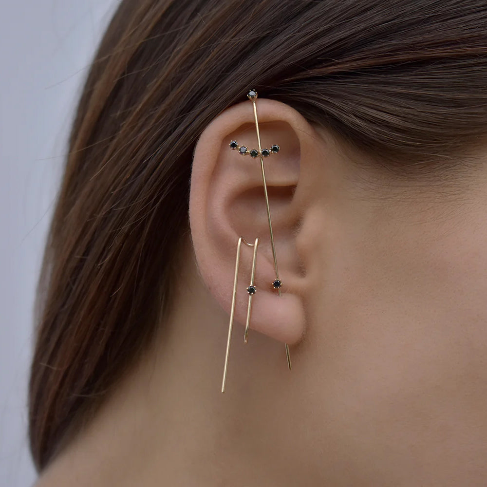 Dark Magic Wand Gold Needle Earrings - Gothic Jewelry for Women, Witchy Aesthetic Earrings for Halloween Costume & Cosplay