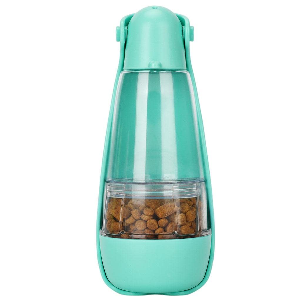 MERISHOPP Portable Dog Water Bottle with Cup & Tray - Green Pet Food and Water Dispenser for Outdoor Hiking, Walking, and Travel with Cats and Dogs