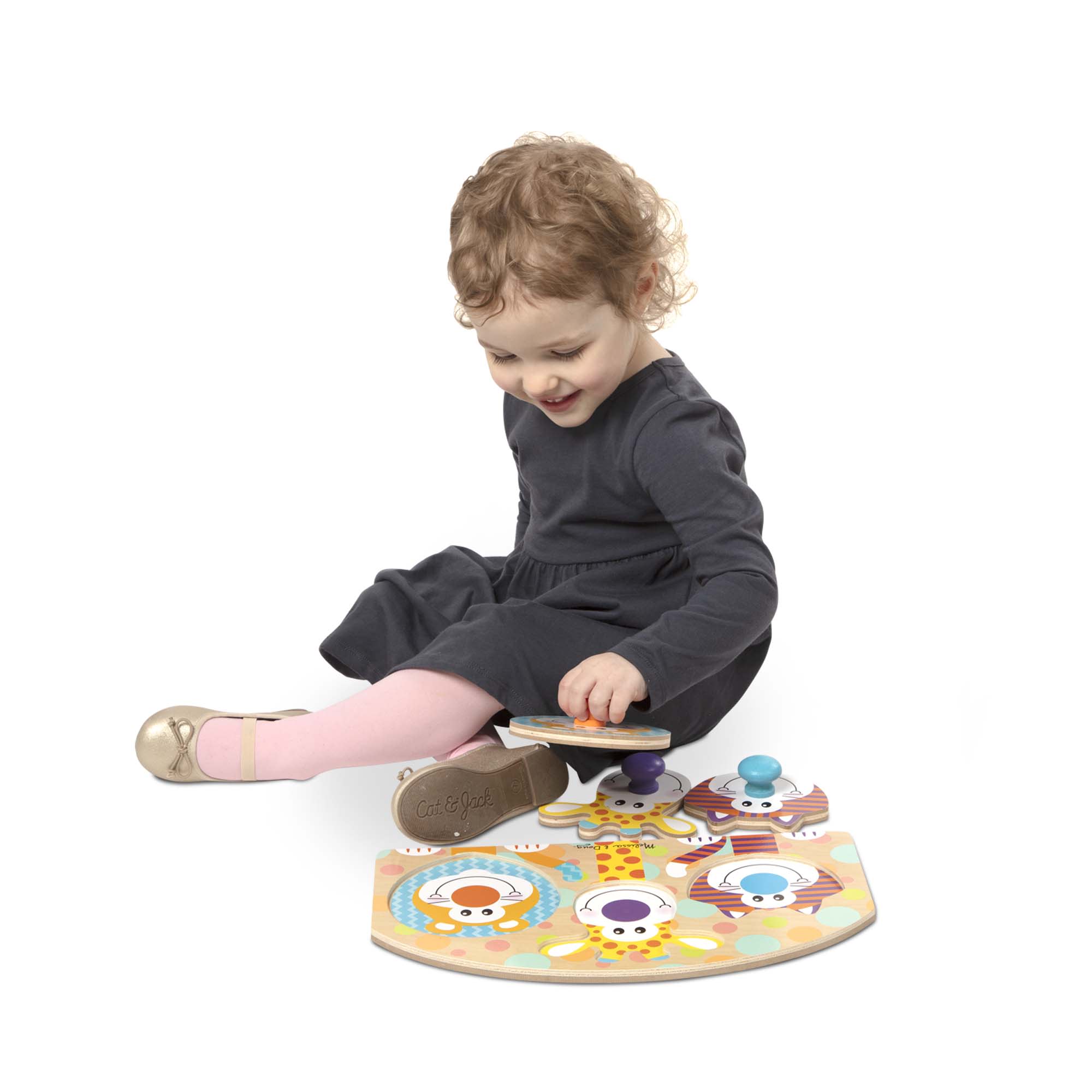 3-Piece Safari Jumbo Peg Puzzle - Large Wooden Animal Puzzle for Toddlers & Kids - Perfect for Early Learning, Fine Motor Skills & Playtime Fun