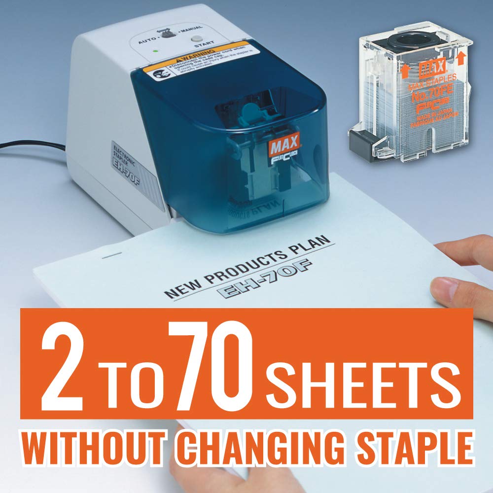 Max Quiet Desk Stapler (EH70F) - Heavy Duty Low Noise Stapler for Office, School & Home Use - Perfect for Paperwork, Documents & Crafting Projects