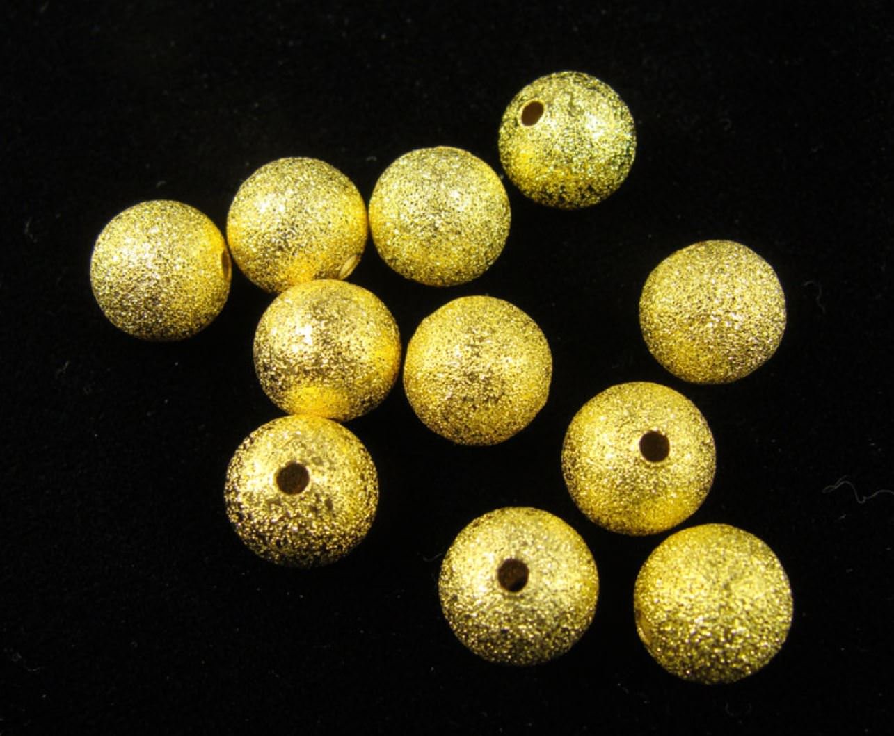 100pcs 6mm Round Stardust Loose Beads - 18K Gold Plated Brass Spacer Beads for DIY Jewelry Making, Bracelets, Necklaces & Craft Projects - Perfect for Handmade Gifts & Boho Style Accessories