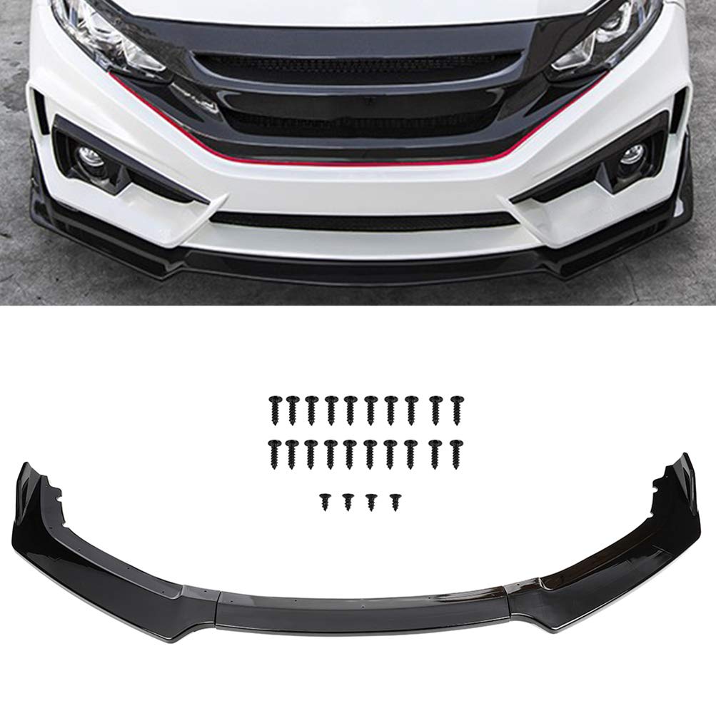 2016-2019 Honda Civic Front Bumper Lip Spoiler - PP Plastic Deflector & Body Kit Accessories - Enhances Aerodynamics & Style for Street Racing & Car Shows