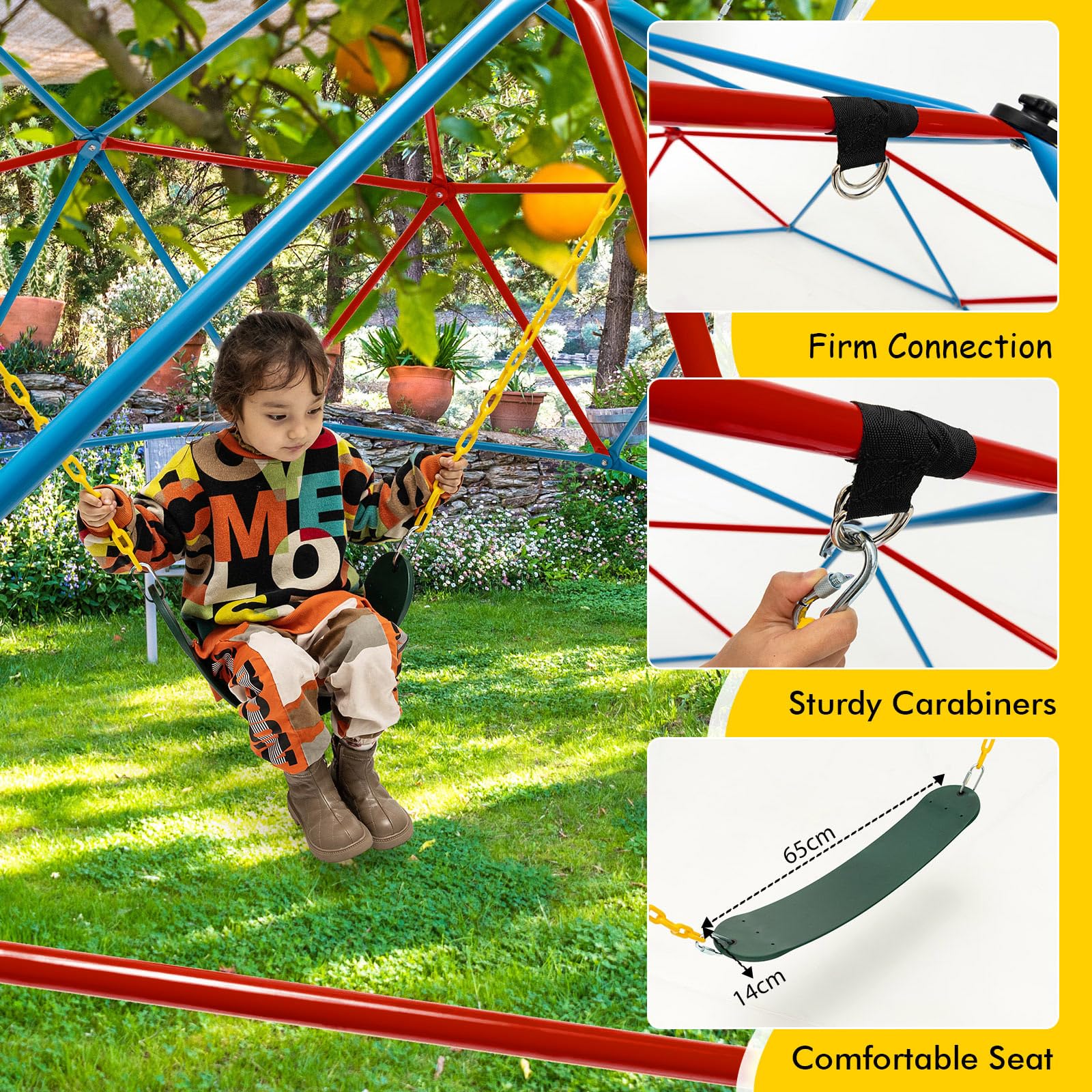 Costzon 2-in-1 Climbing Dome & Monkey Bars - Outdoor Jungle Gym for Kids Ages 3-8, Heavy Duty 800LBS Capacity, Backyard Playground Equipment for Toddlers - Perfect Birthday Gift & Outdoor Activity Toy for Parks, Gardens & Backyards