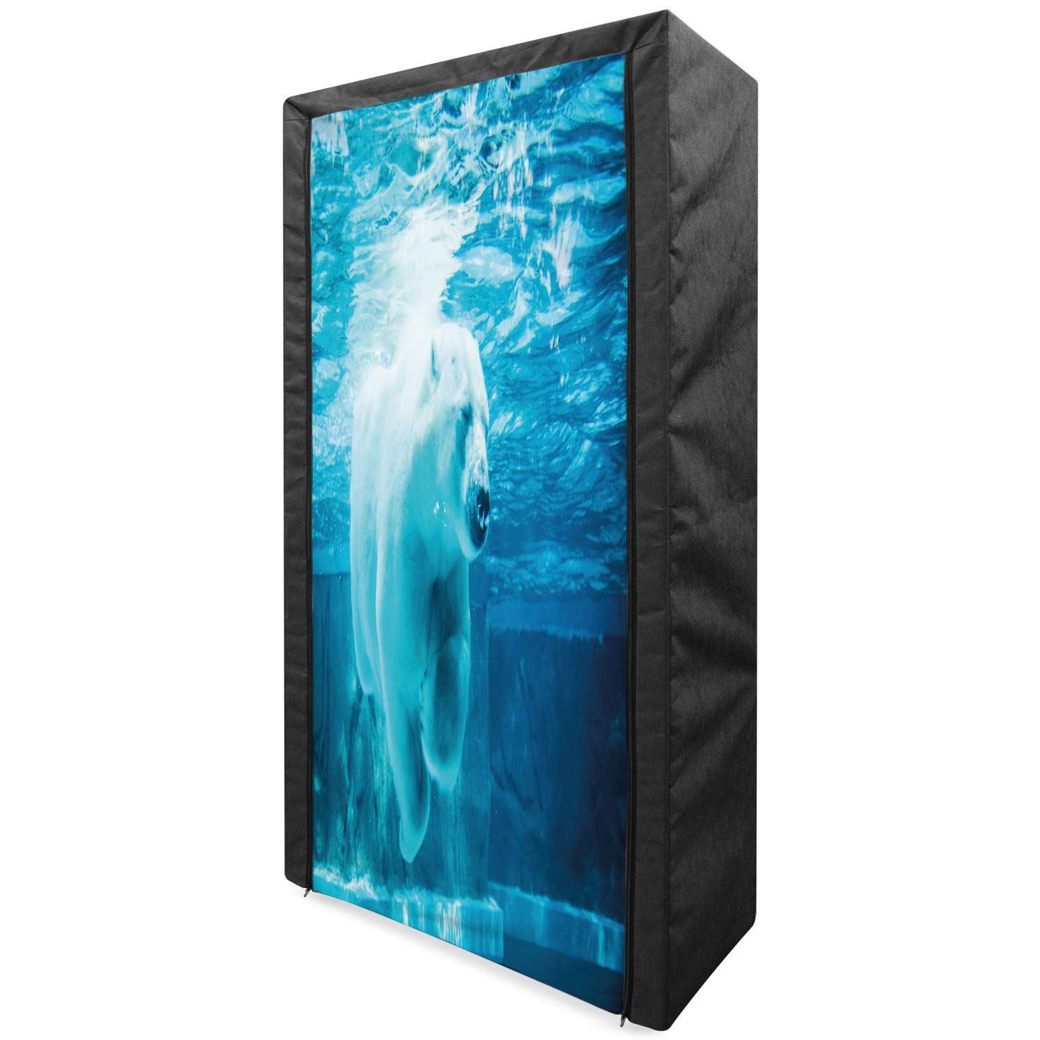 Ambesonne Arctic Polar Bear Fabric Wardrobe - Portable Clothing Organizer with Shelves, 33.5