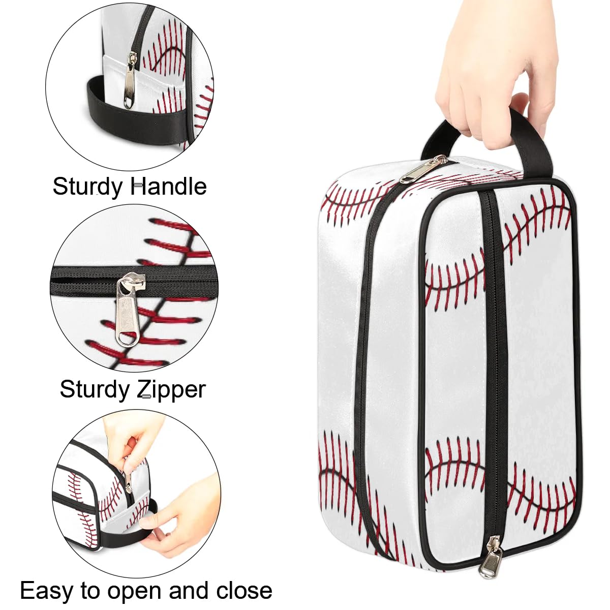 Baseball Toiletry Bag for Women & Men - Waterproof Travel Dopp Kit, Lightweight Shaving Bag for Toiletries (10.5 x 4.4 x 5.3 Inches) - Perfect for Gym, Camping & Weekend Getaways