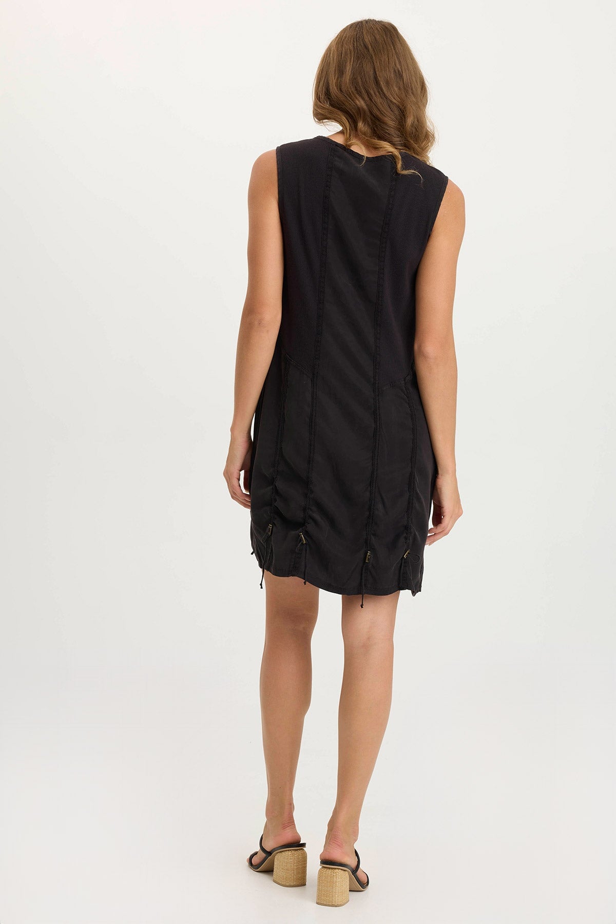 Karima Twill Corded Cinch Tank Dress for Women - Slim Fit Stretch Comfort Summer Casual Wear - Perfect for Beach, Brunch & Date Nights