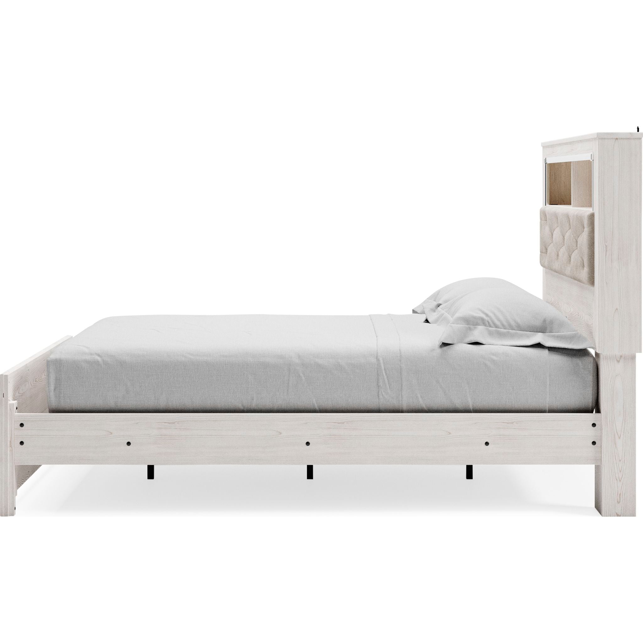 Altyra Modern Bookcase Platform Bed with Storage - Wooden Bookshelf Headboard & Underbed Storage - Perfect for Small Bedrooms, Studio Apartments & Dorm Rooms