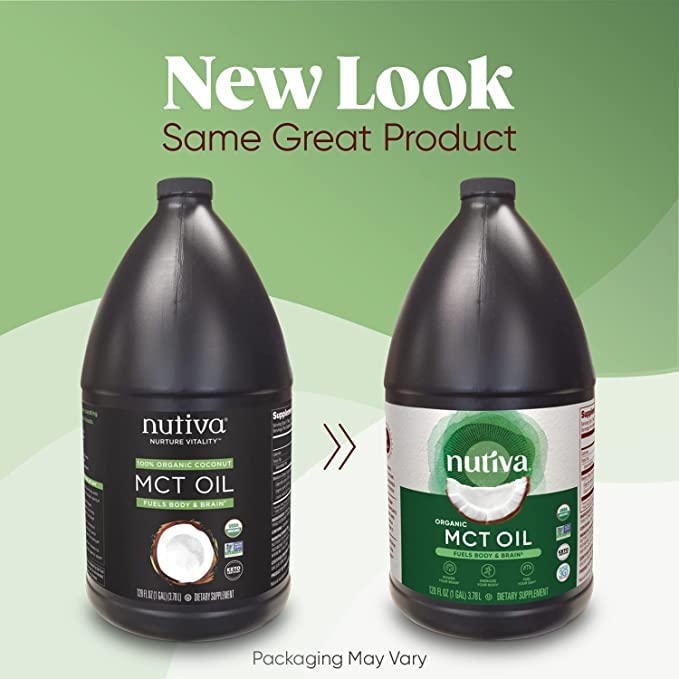 Nutiva Organic MCT Oil, 1 Gallon - Unflavored, Non-GMO, Keto & Paleo Friendly - Made from Organic Coconuts - 14g C8 & C10 per Serving - Perfect for Coffee, Smoothies & Ketogenic Diet Supplement