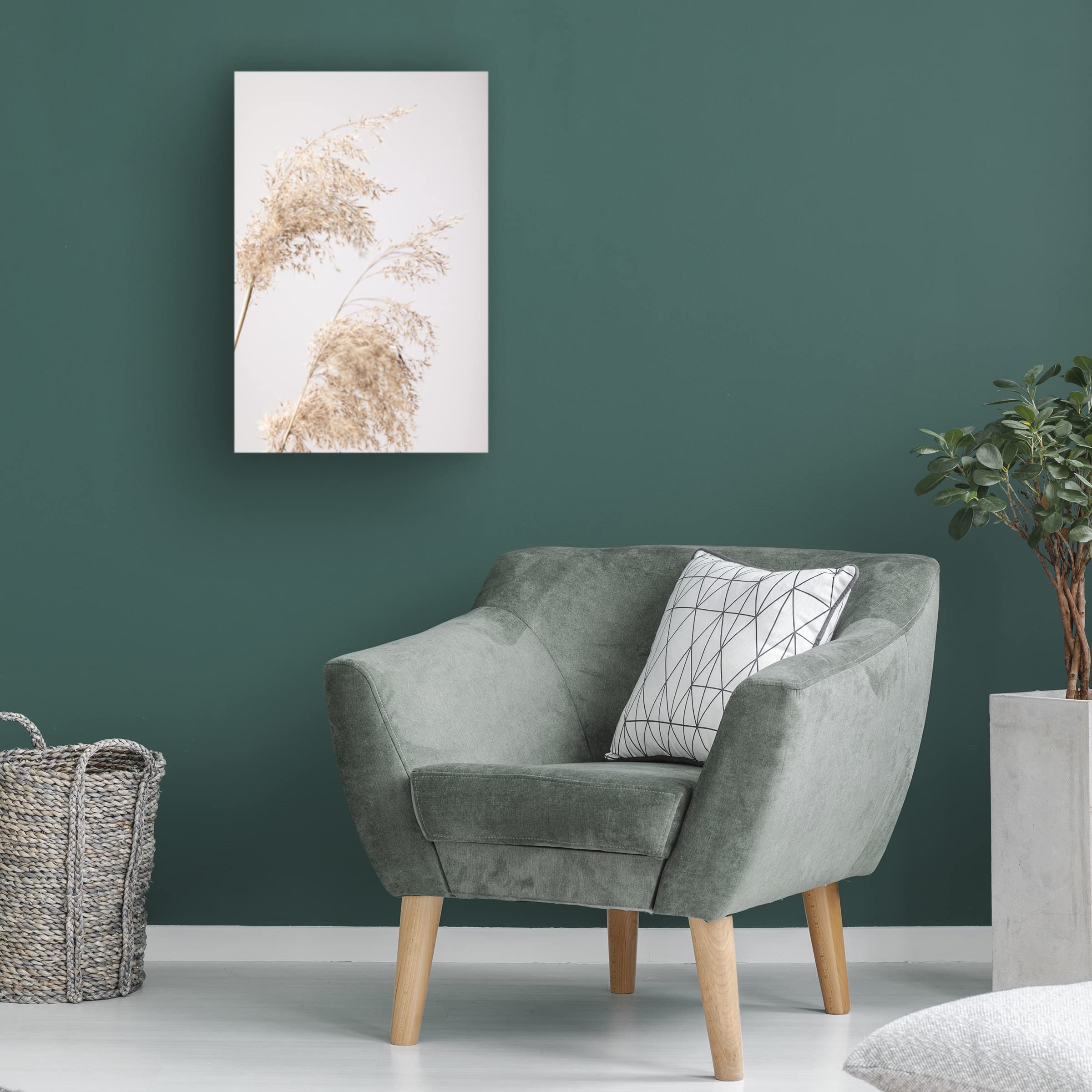 Trademark Fine Art 'Reed Grass Grey 06' Canvas Wall Art Print - Modern Nature Landscape Painting for Living Room, Bedroom & Office Decor