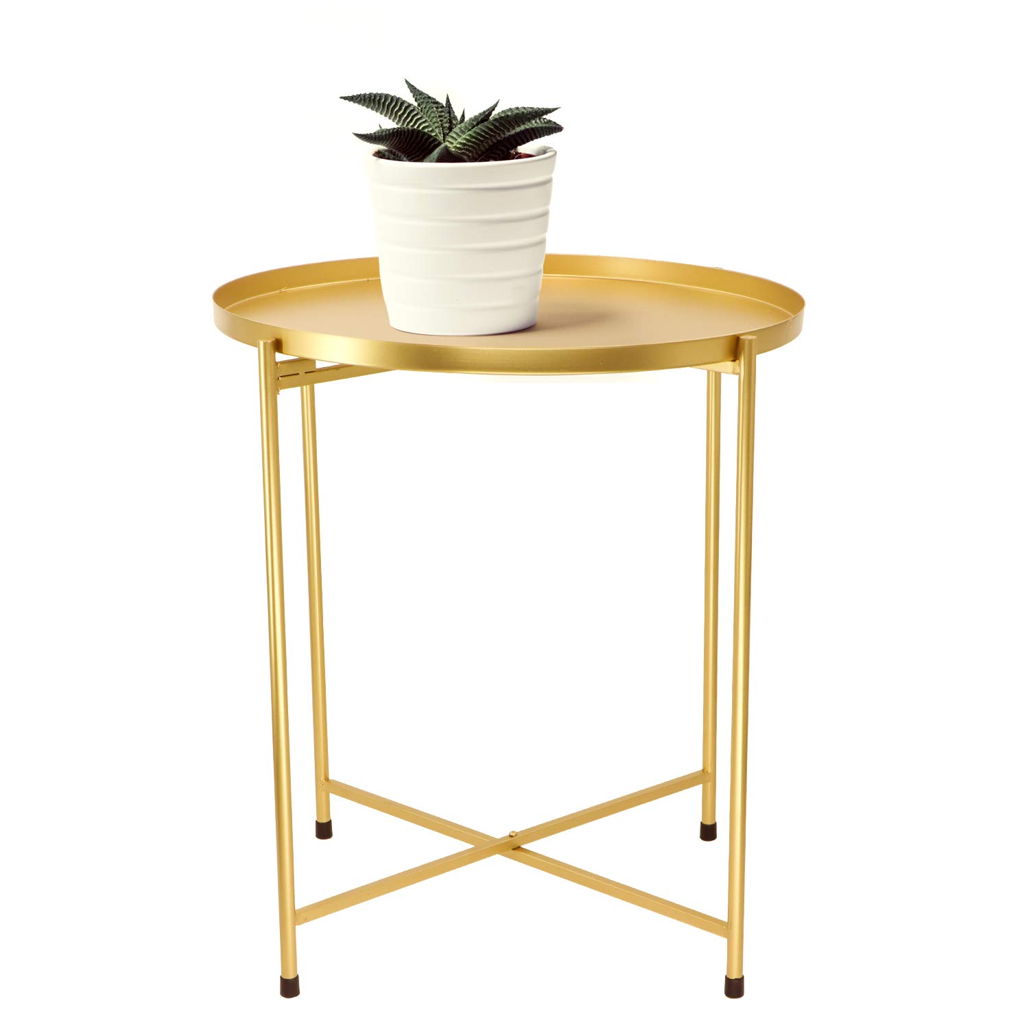 Round Metal End Table with Tray - 18.1