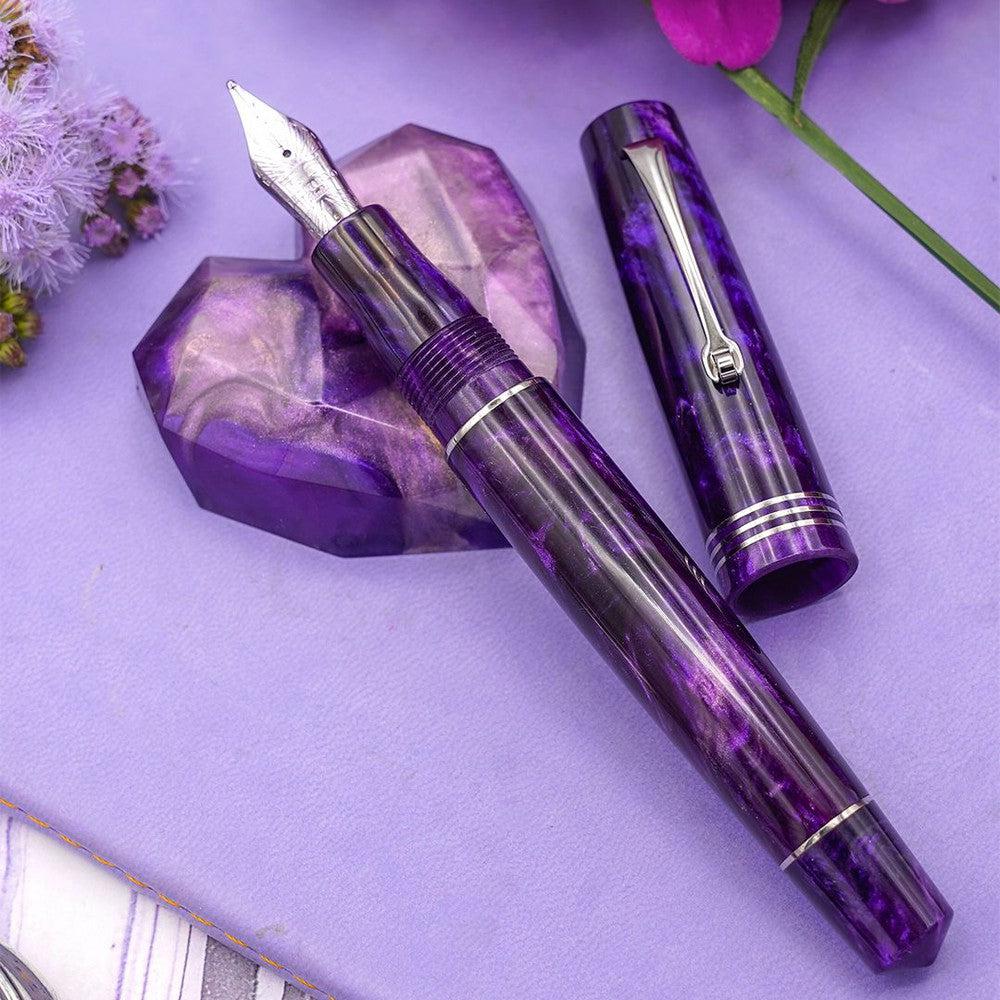 Leonardo × @nibsandflourishes Fioritura Viola Fountain Pen with Rhodium Trim - Elegant Writing Instrument for Calligraphy, Journaling & Gift Giving