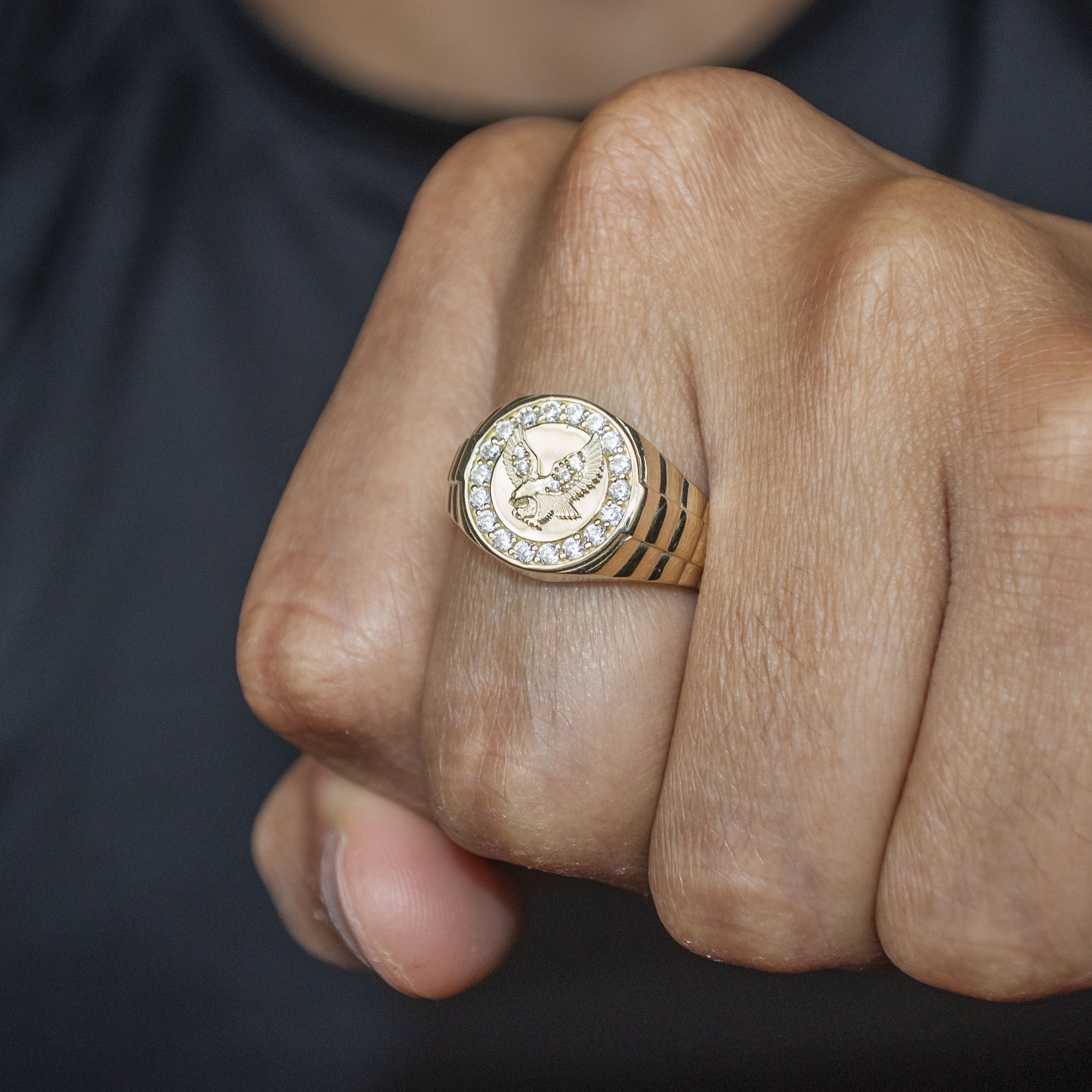 10K Gold CZ Eagle Ring for Men - 2.6 Grams Solid Gold Statement Jewelry | Perfect for Gifts, Weddings, and Everyday Wear