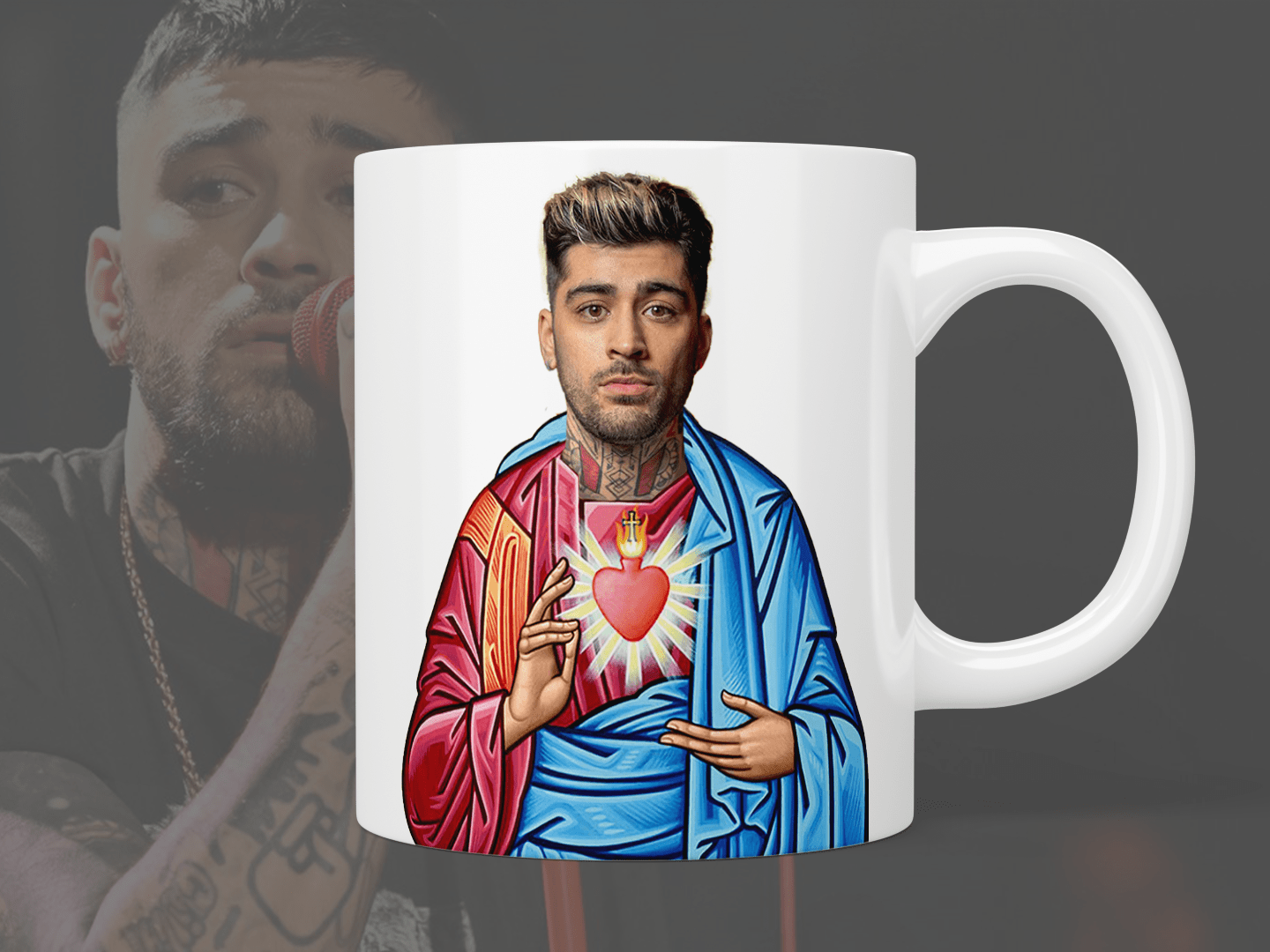Saint Zayn Malik Coffee Mug - 11oz Ceramic Travel Mug with Lid, Perfect for Hot & Cold Drinks - Great Gift for Fans, Home, Office, or Car Use