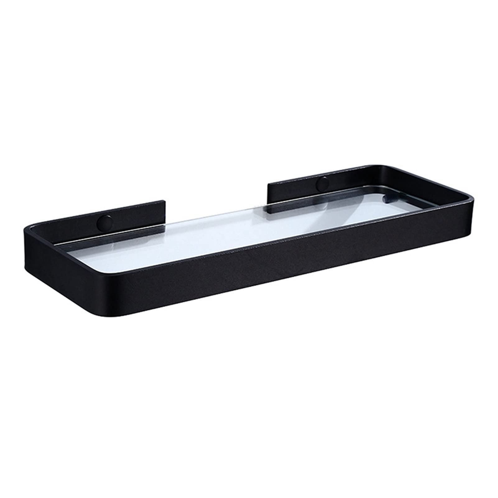 ZQALOVE Multifunctional Black Aluminum Bathroom Storage Shelf - Square Tempered Glass Shower Shelf for Bathroom Organization - Perfect for Shampoo, Soap & Towel Storage in Showers, Bath Tubs and Vanities