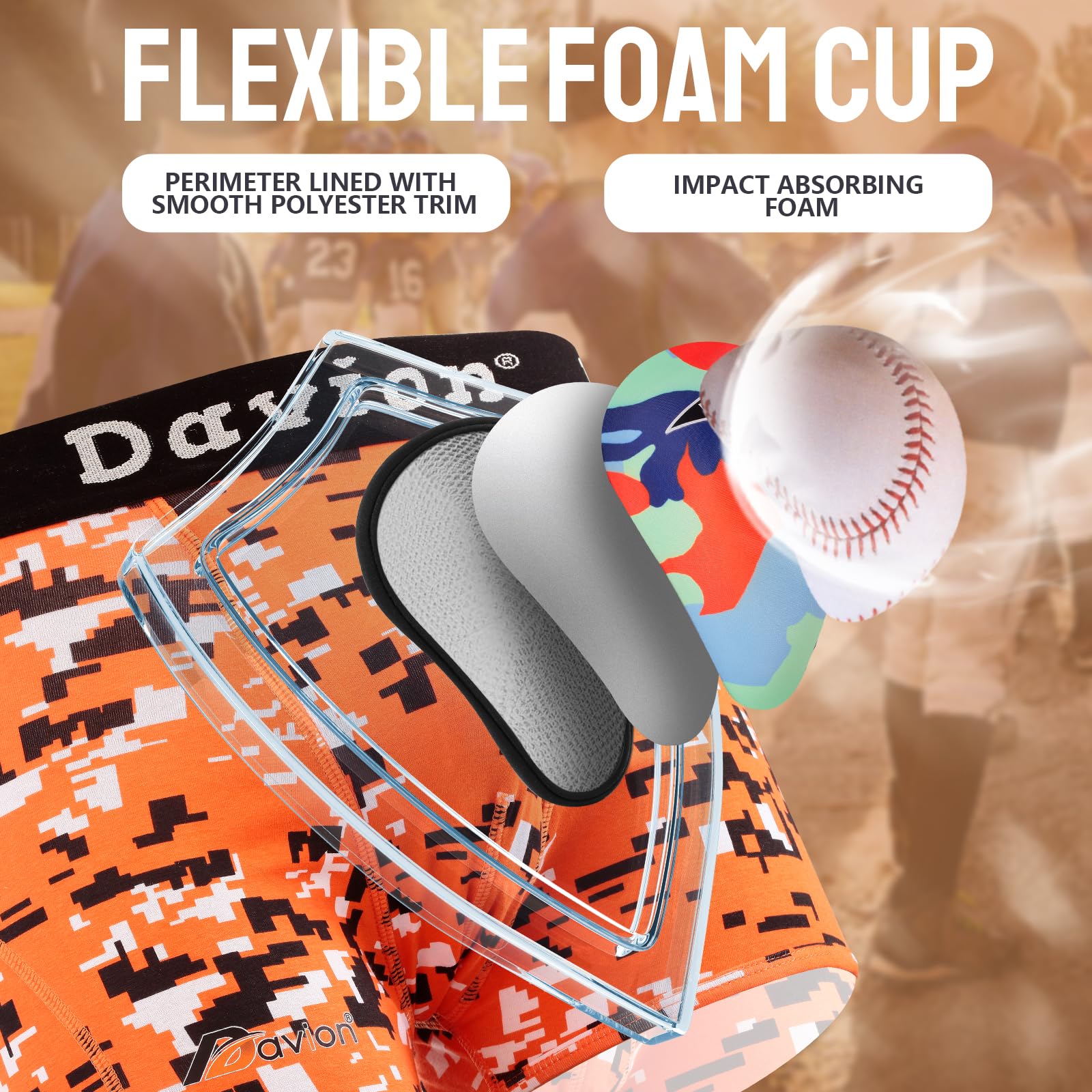**Davion Youth Boys Baseball Cup Underwear - Soft Protective Athletic Compression Shorts for Baseball, Football, Lacrosse - Ideal for Sports Practice & Games**