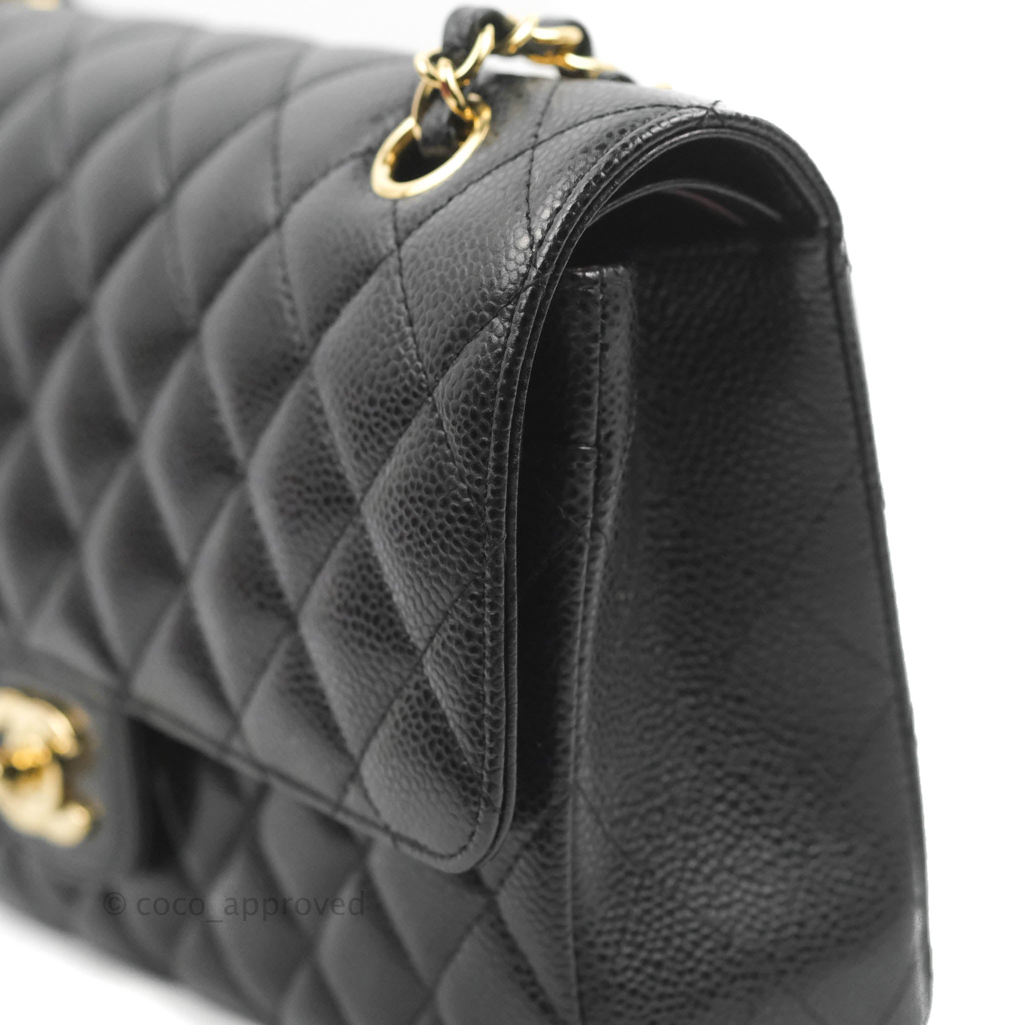 Chanel Classic Medium Double Flap Bag in Black Caviar Leather with Gold Hardware - Luxury Designer Handbag for Women, Perfect for Work, Evening Events & Special Occasions