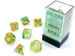Chessex Polyhedral 7-Dice Set - Nebula Spring with White | RPG Dice for Dungeons & Dragons, Pathfinder & Tabletop Gaming