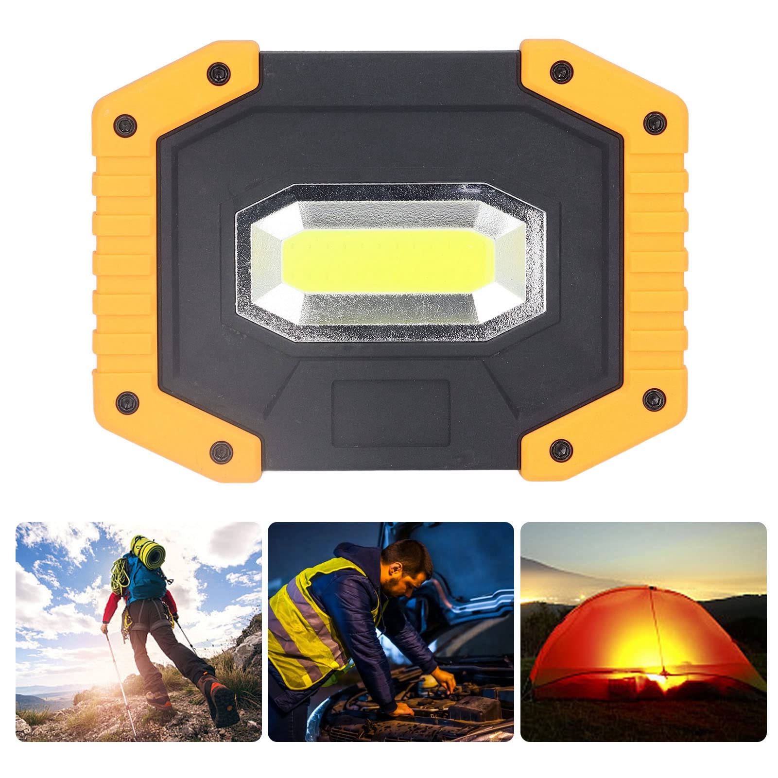 High Power COB LED Work Light - 180° Rotating Bracket, USB Rechargeable Portable Flood Light for Emergency, Camping, Car Repair & Outdoor Activities