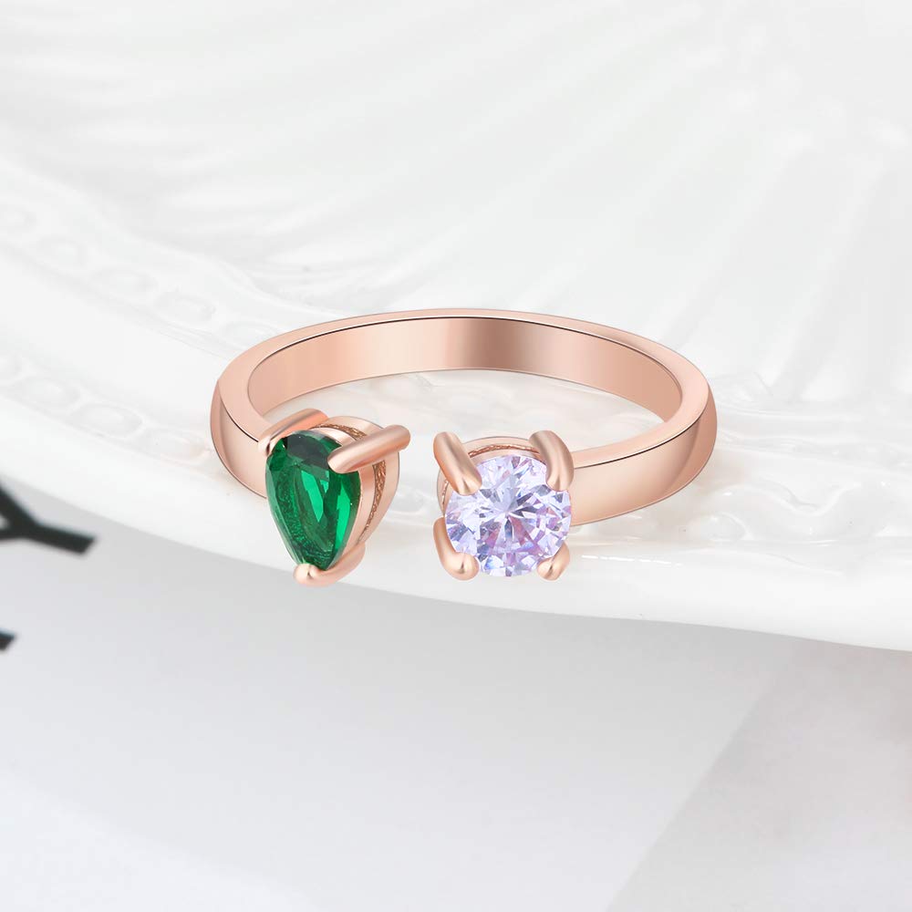 Custom Sterling Silver Birthstone Promise Rings for Women - Personalized Engagement & Best Friend Jewelry for Weddings, Anniversaries, and Special Occasions