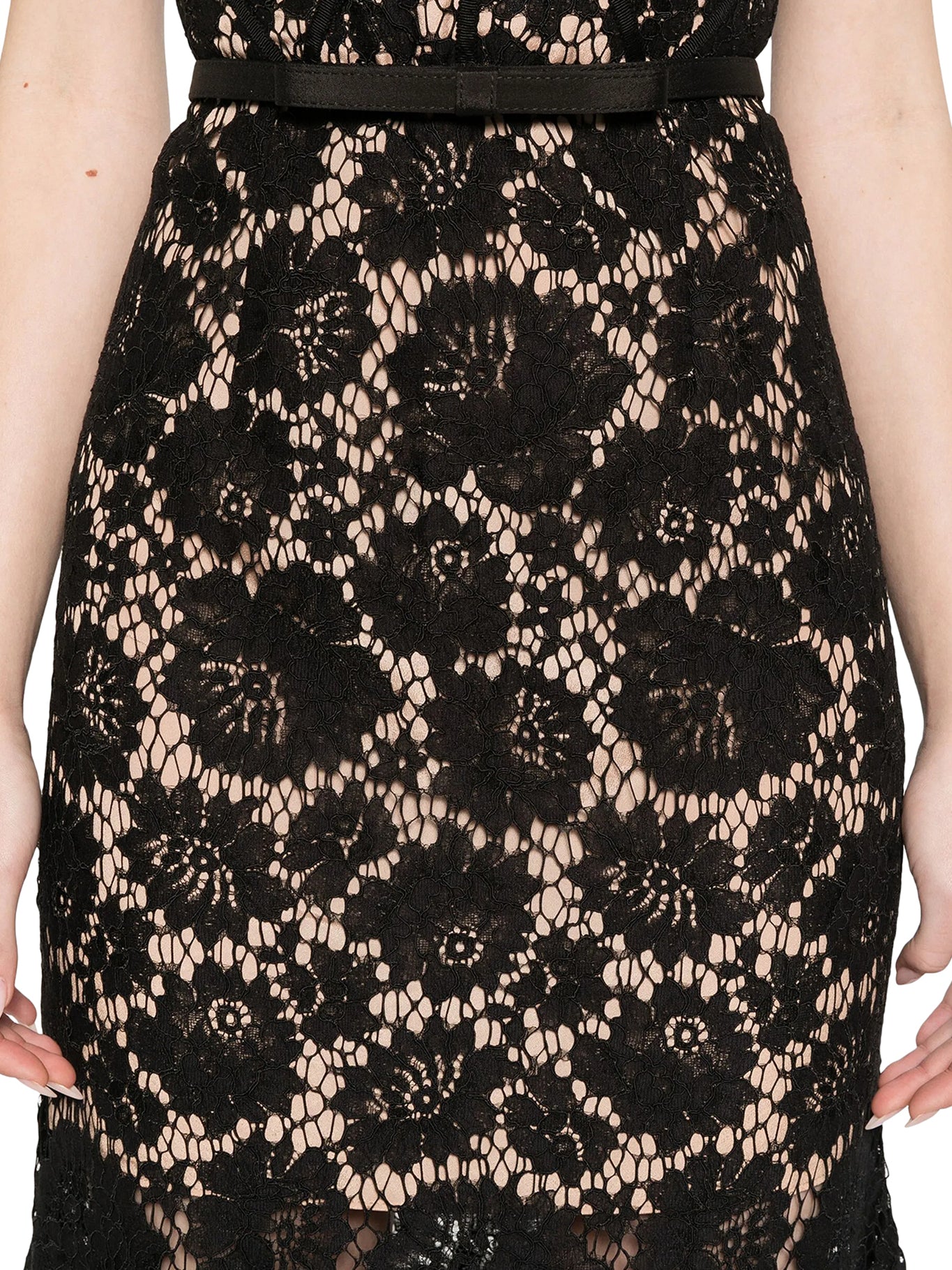 Elegant Black Lace Midi Dress for Women - Self Portrait Style Formal Evening Dress for Parties, Weddings & Special Occasions