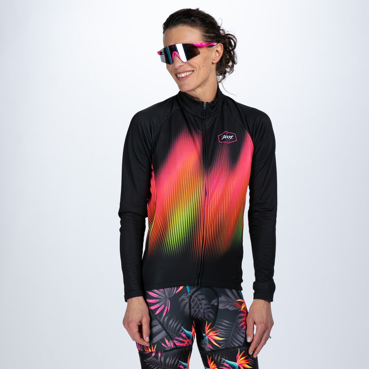 Women's Limited Edition Cycling Thermal Jersey - Tropical Magic Print | Breathable & Moisture-Wicking for Cold Weather Rides | Perfect for Winter Biking, Commuting & Outdoor Sports