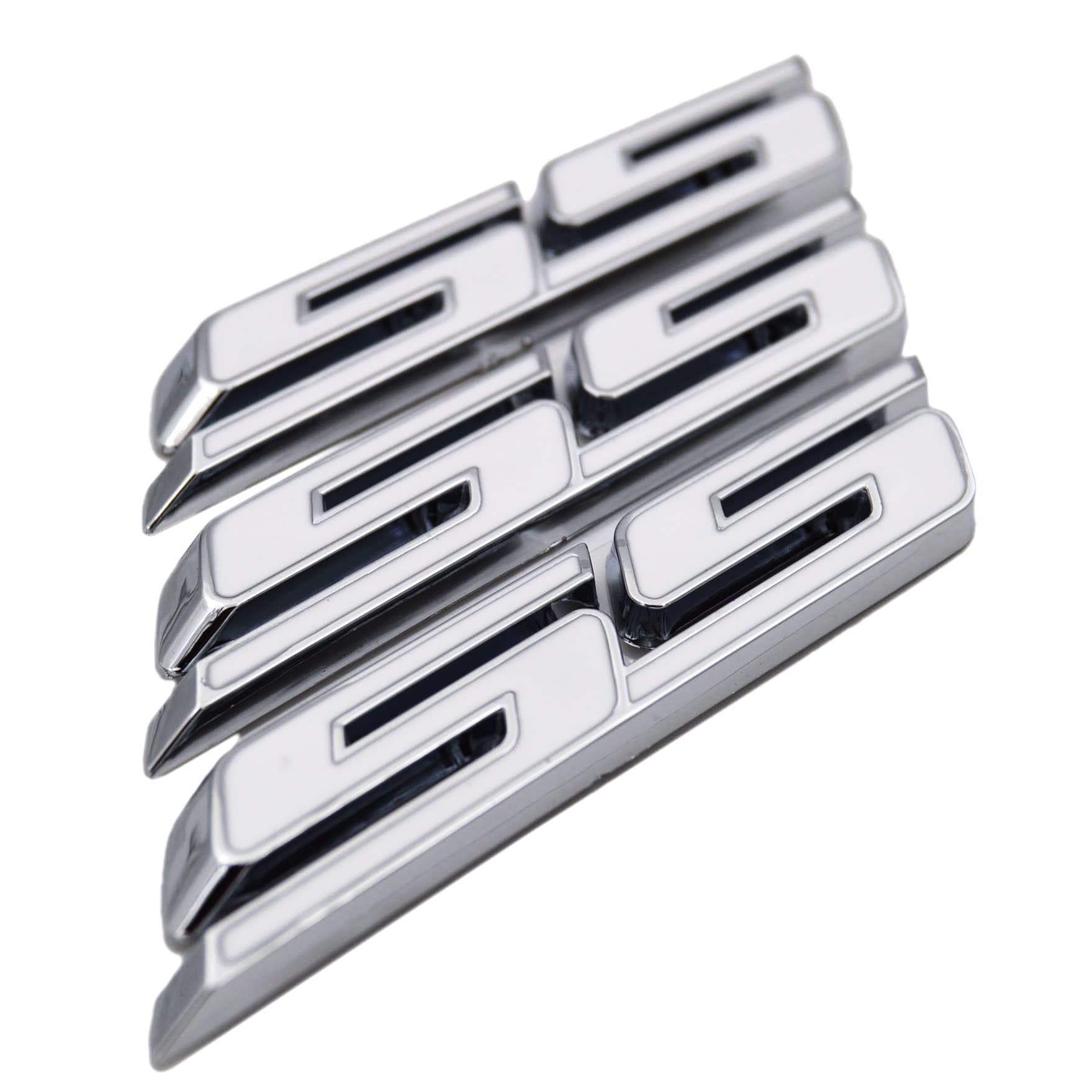 Small SS Logo Grill Side Trunk Lid Emblem Badge Decal with Pre-Adhesive for Chevy Camaro Impala Corvette Trailblazer - Sporty Exterior Upgrade for Car Enthusiasts & Show Vehicles