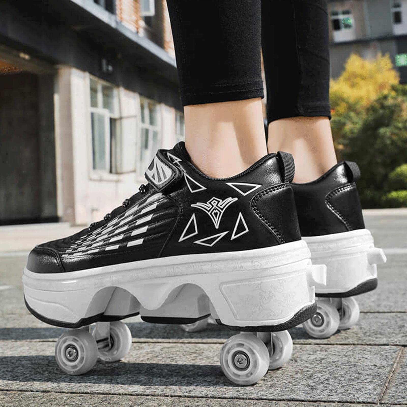 2-in-1 Roller Skates Shoes for Men, Women & Kids - Convertible Wheeled Sneakers with Flexible Wheels | Perfect for Outdoor Fun, Fitness & Gifts