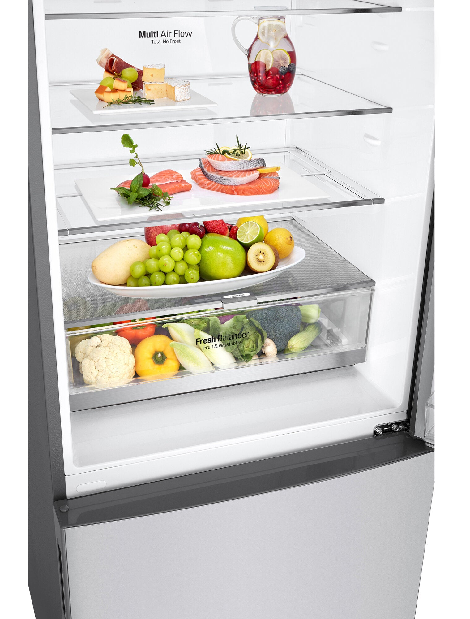 LG 420L Bottom Mount Refrigerator with Freezer - Stainless Steel GB-455PL - Energy Efficient French Door Fridge for Modern Kitchen & Home Use