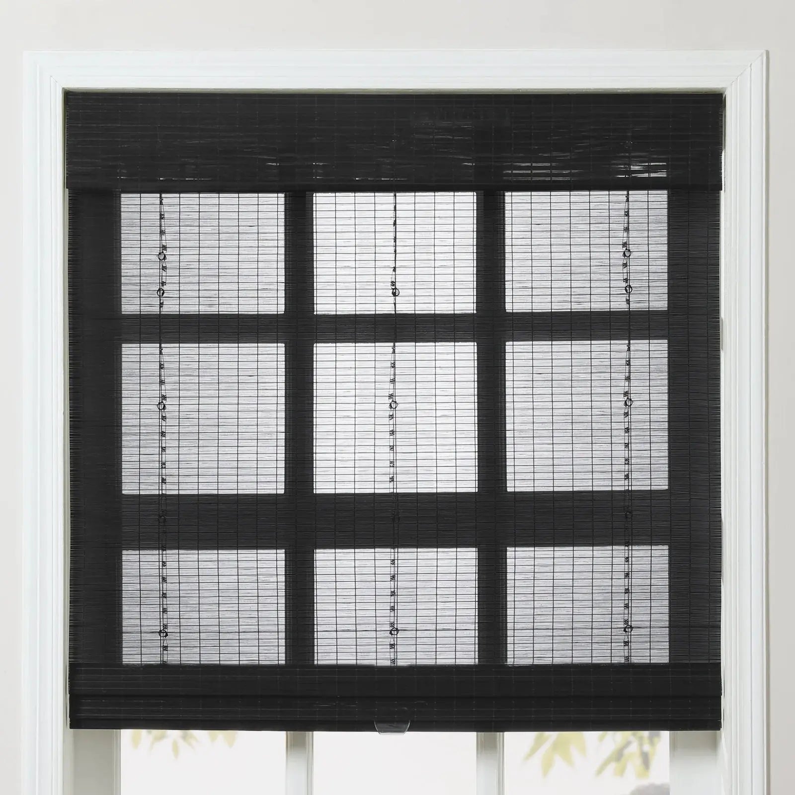 Sybil Bamboo Roman Shade - Moonless Night Color | Natural Eco-Friendly Window Treatment | Perfect for Living Room, Bedroom & Office Privacy