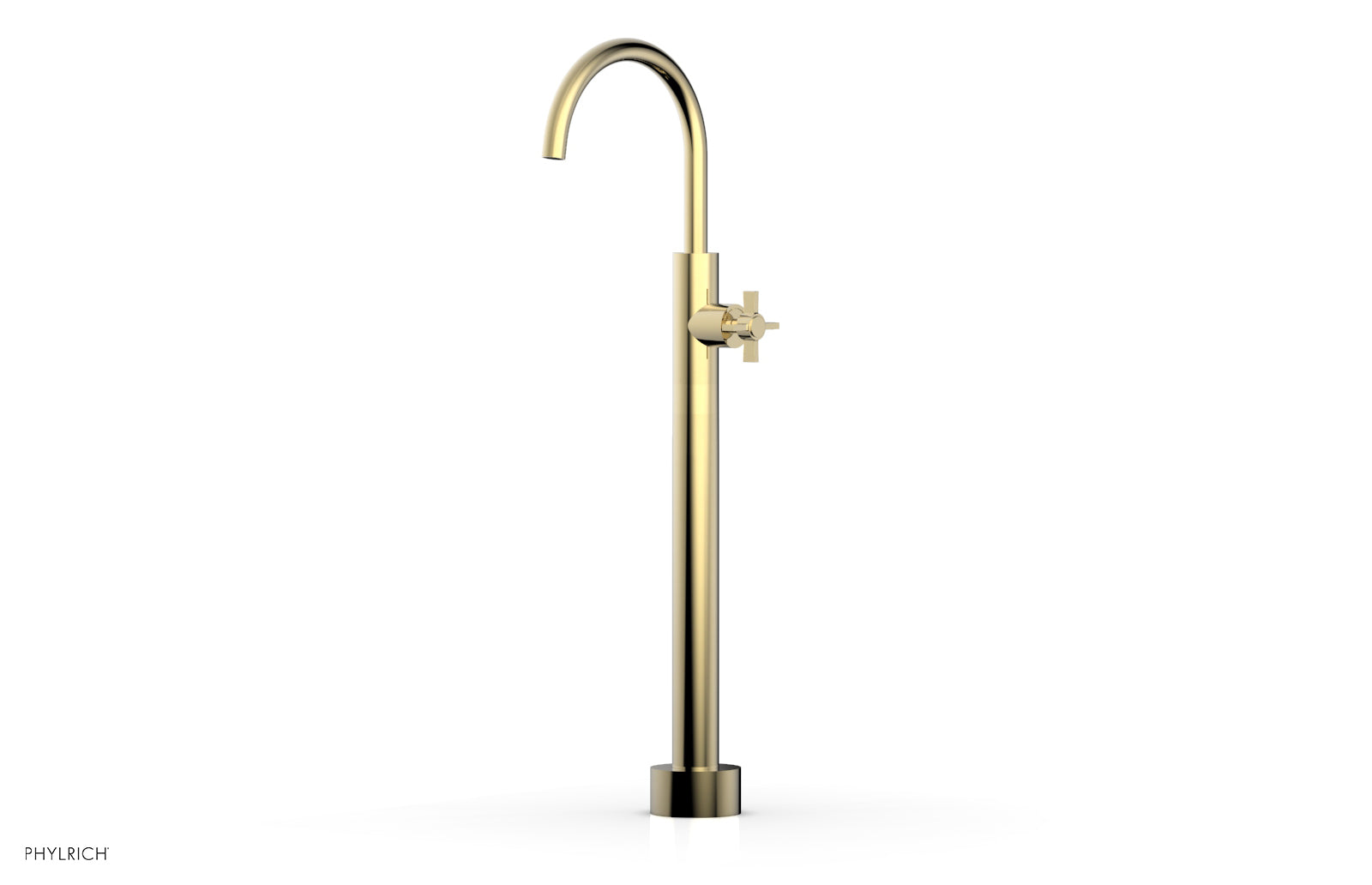 BASIC Low Floor Mount Tub Filler with Cross Handle - D132 44 04 - Perfect for Modern Bathroom Renovations and Spa-Like Showers