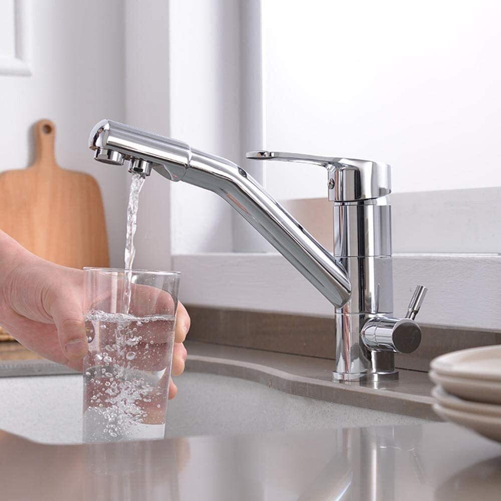 ESSNS Chrome Kitchen Faucet with Water Filter - Under Sink Hot & Cold Mixer Tap for Modern Kitchens | Perfect for Filtered Drinking Water & Dishwashing