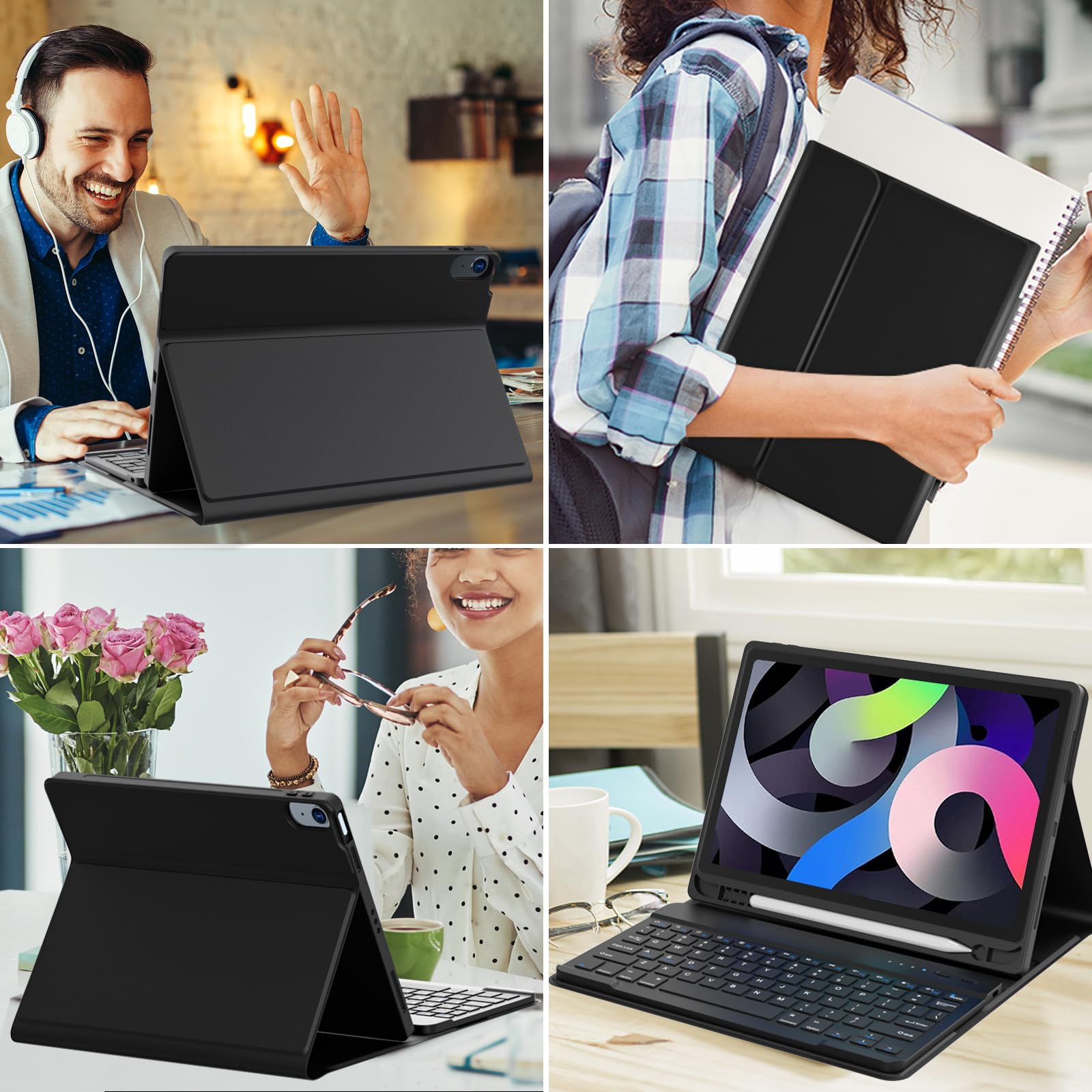 TaIYanG iPad Air 11-inch M2/M3 Keyboard Case (2024/2025) - Compatible with iPad Air 5th/4th Gen 10.9-inch - Wireless Bluetooth Keyboard with Apple Pencil Holder - Perfect for Work, Study & Travel