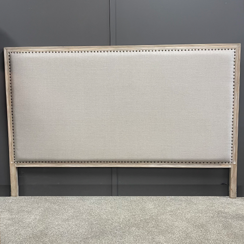 Bambury Oak & Linen Upholstered Headboard Queen Size - Elegant Bedroom Furniture for Master Bed, Guest Room & Home Decor