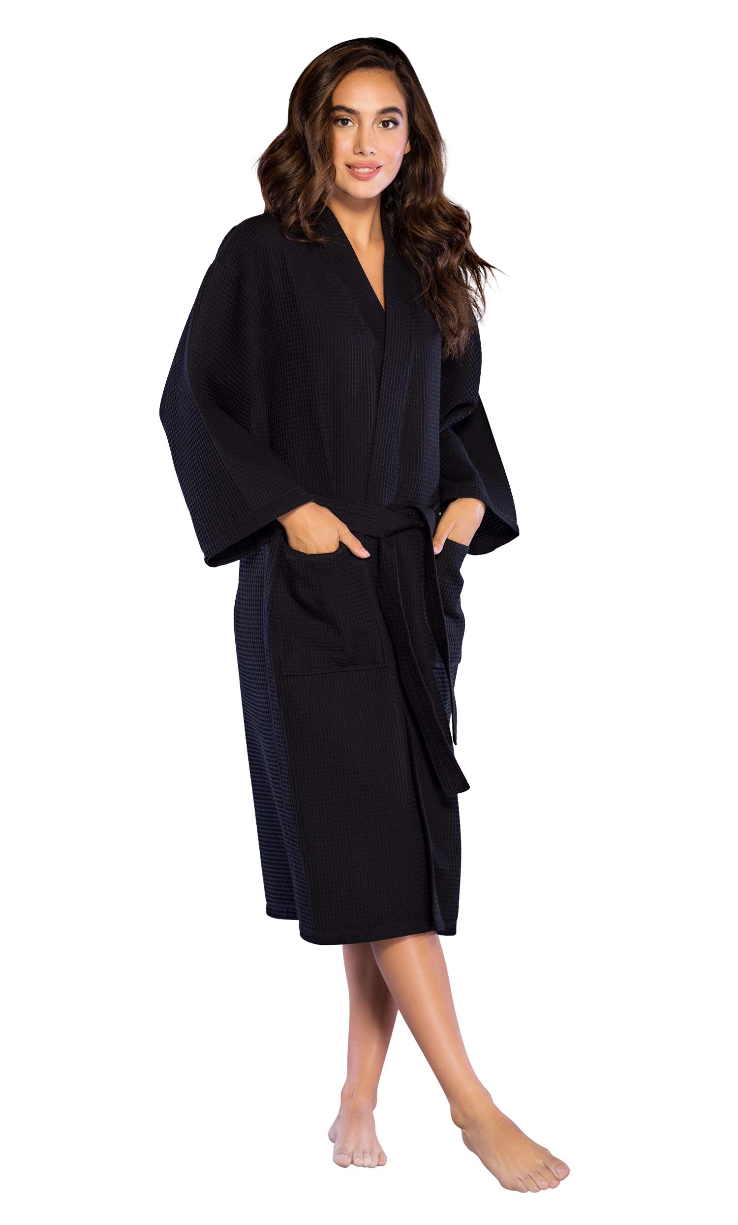 Turquoise Lightweight Long Waffle Kimono Spa Robe for Women - Soft Bathrobe for Relaxation, Lounge Wear & Spa Days