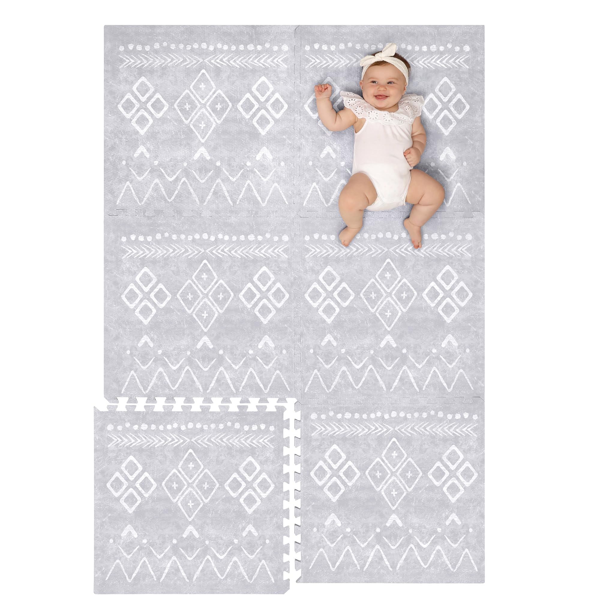 Lillefolk Baby Foam Play Mat - Non-Toxic Interlocking Tiles for Kids & Toddlers | 6x4ft Gray Soft Floor Mat for Playroom, Nursery & Tummy Time - Safe Crawling & Learning Activity Mat for Infants