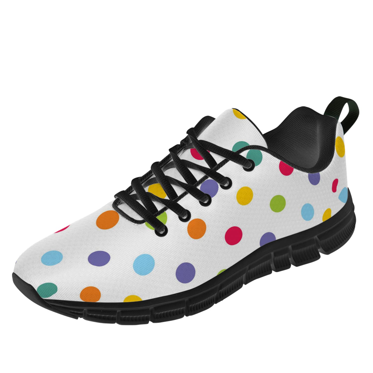 Women's Breathable Lace-Up Polka Dot Sneakers - Multicolor Casual Walking & Tennis Shoes for Women & Girls | Size 10.5 & 12 | Perfect Gift for Her, Him & Men | Ideal for Gym, Workout & Daily Wear