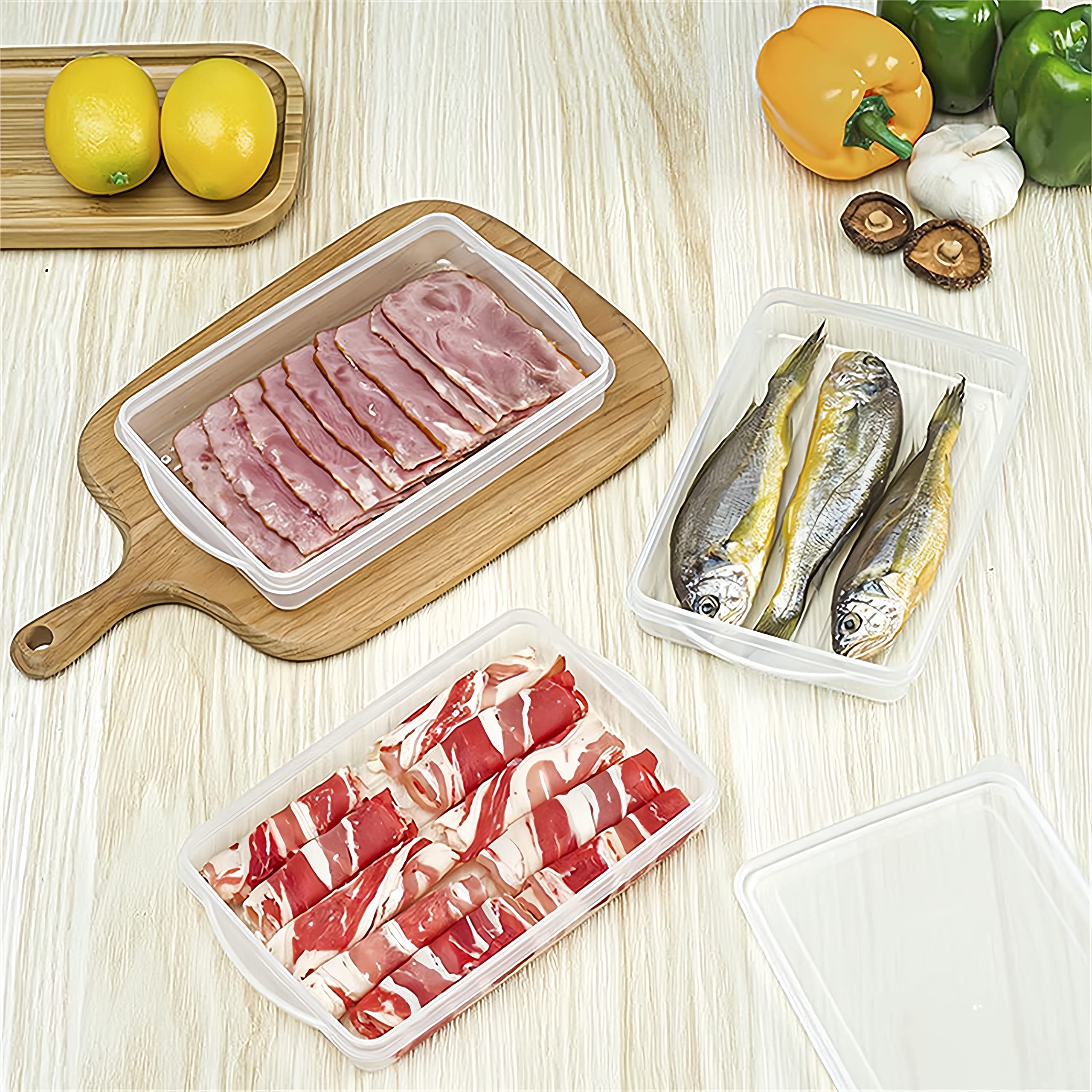 2-Pack Airtight Plastic Bacon Storage Containers with Lids - Food Saver for Cold Cuts, Cheese & Deli Meats - Refrigerator & Freezer Safe - Ideal for Meal Prep, Lunch Box & Cookie Storage
