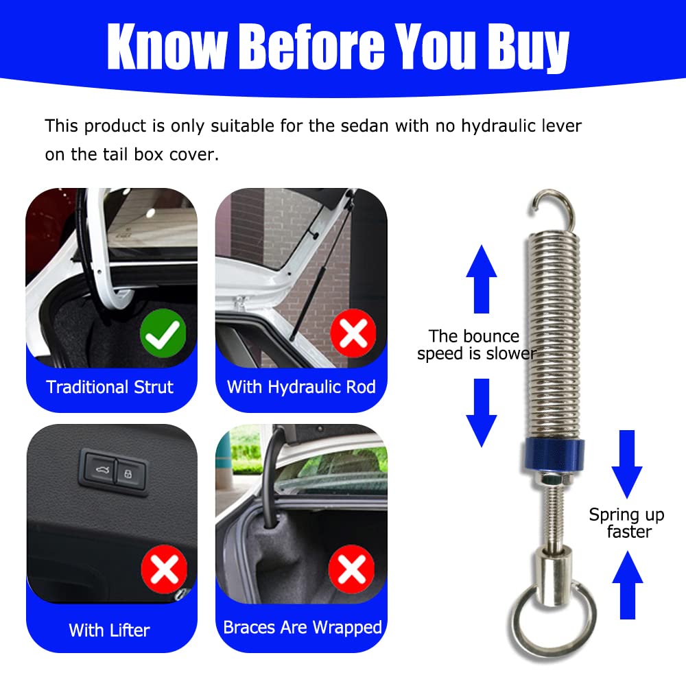 ASUBHA Universal Car Trunk Lift Spring - Adjustable Anti-Break Stainless Steel Boot Lid Support with 2 Clamps - Replacement for SUV, Truck, RV - Perfect for Easy Trunk Access & Heavy Load Support