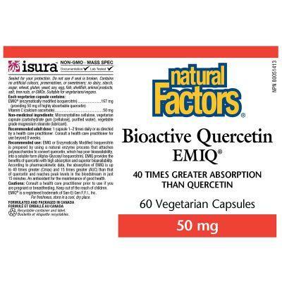 Natural Factors Quercetin EMIQ 50mg - 60 Veggie Caps for Immune Support & Allergy Relief - Supports Heart Health & Antioxidant Protection - Perfect for Daily Wellness & Seasonal Defense