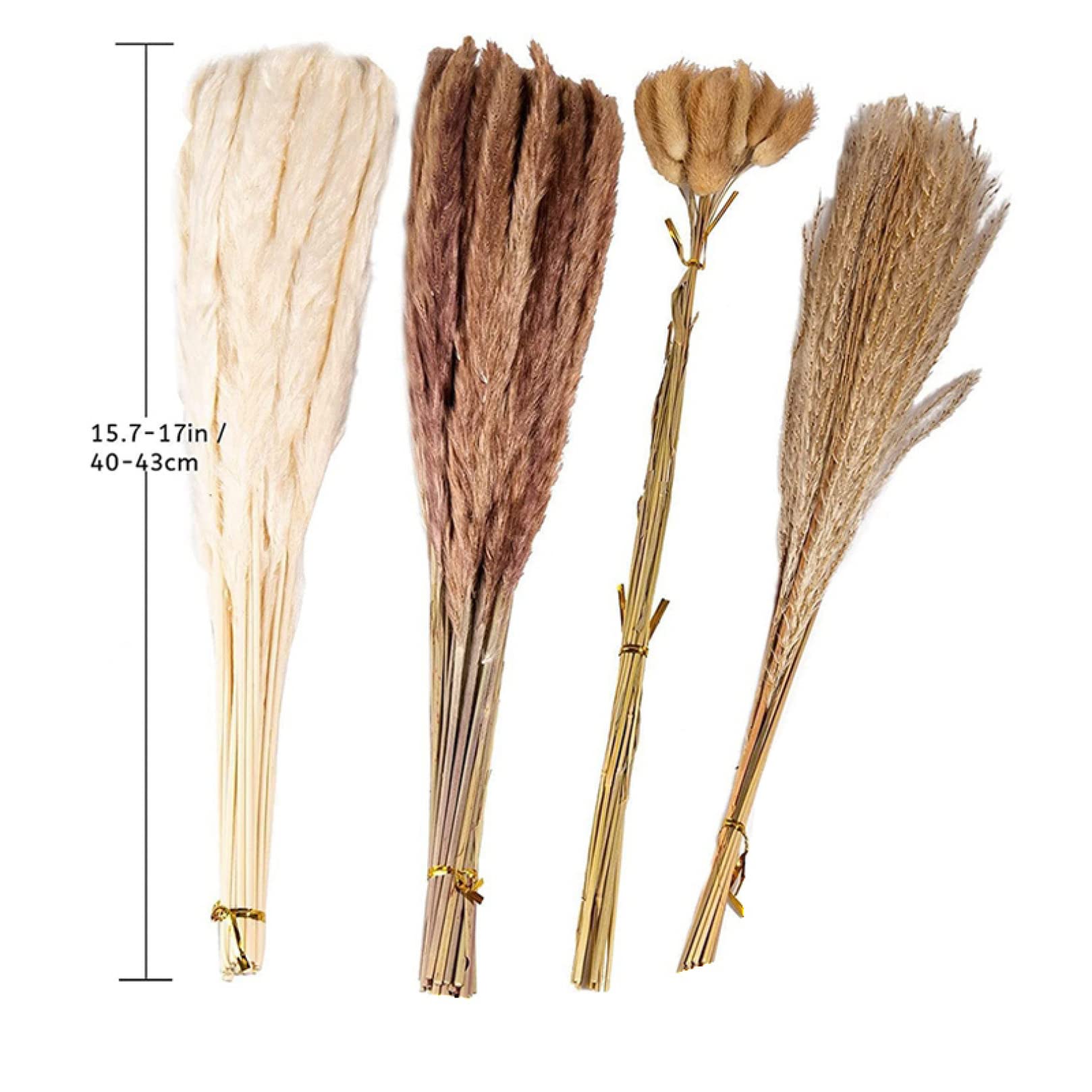 65 Pcs Natural Dried Pampas Grass Bouquet - Boho Wedding Decor, Home Vase Filler, Table Centerpiece for Kitchen, Yard & Indoor Boho Decorations | Perfect for Wedding, Party & Home Styling
