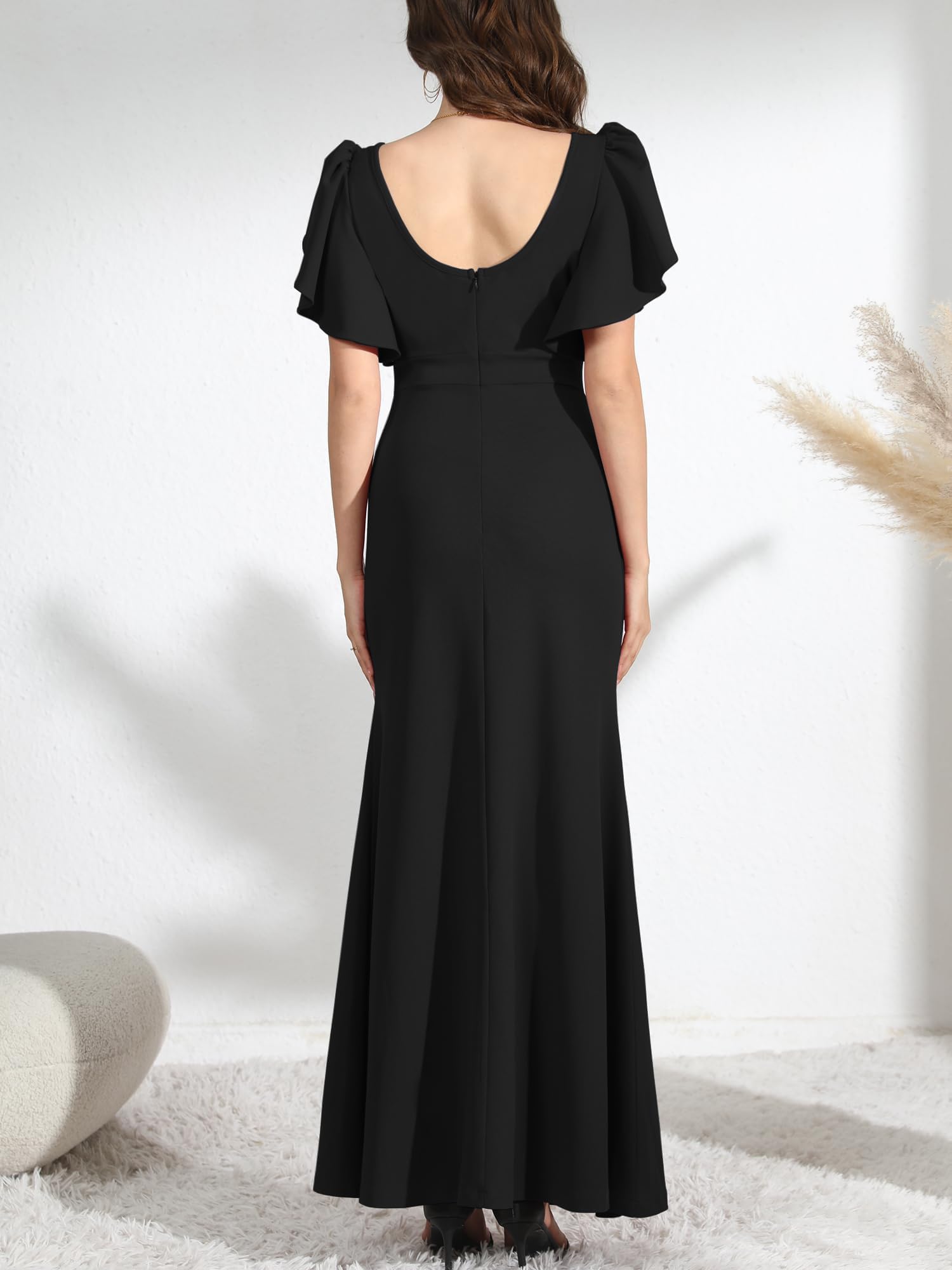 Elegant Long V-Neck Ruffle Prom Dresses for Women | Formal Evening Gowns & Wedding Guest Dresses | Perfect for Homecoming, Cocktail Parties & Special Occasions