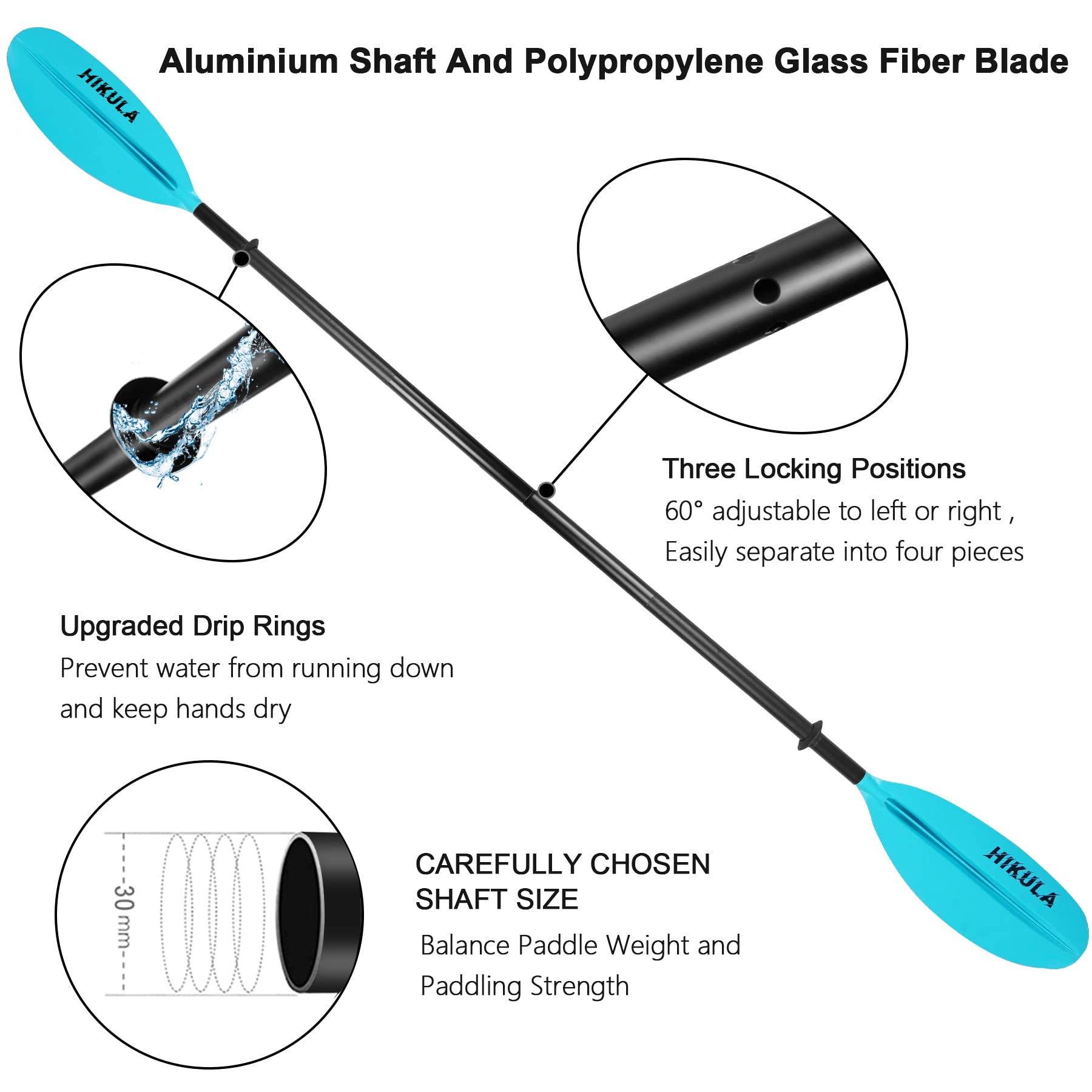 Premium 4-Piece Kayak Paddle - Lightweight Aluminum Shaft & Floating PP Blade (86.6in/220cm & 90.5in/230cm Options) - Perfect for Recreational Kayaking, Fishing, and Water Sports Adventures