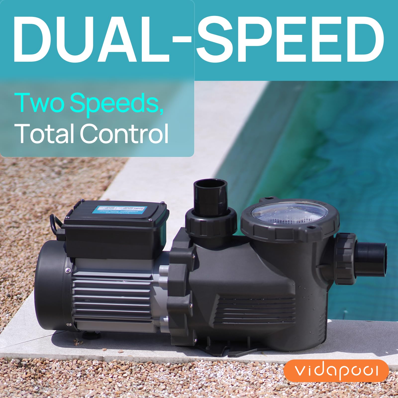 Best In/Above Ground Pool Pump - Self Priming High Flow Dual Speed 2HP 5200 GPH 115V for Swimming Pools, Spas & Water Features | Energy Efficient & Quiet Operation