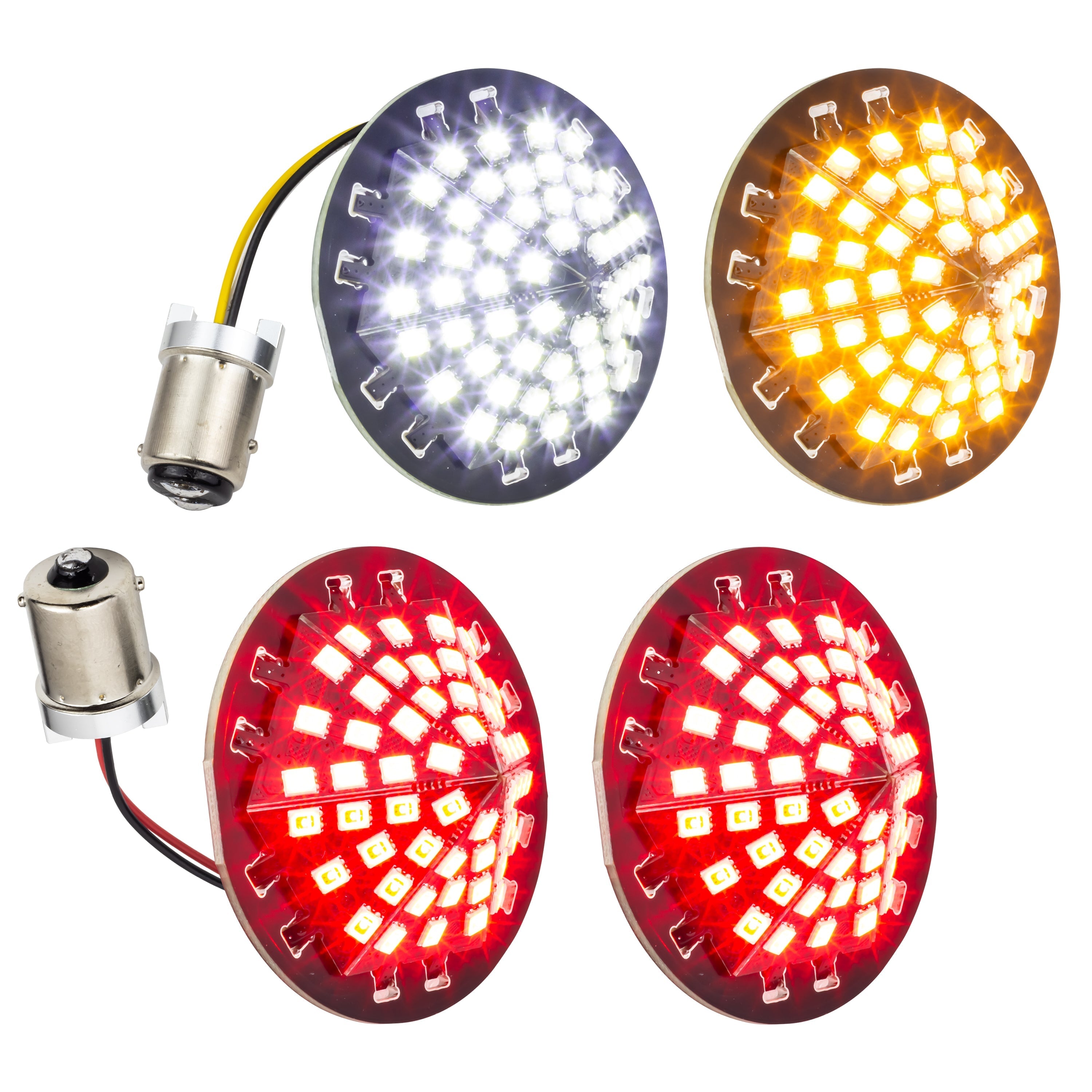 Eagle Lights Midnight Edition Generation III LED Turn Signals Kit for Harley Davidson Motorcycles - 1157 Front & 1156 Red Rear - High Visibility Day & Night Riding Safety