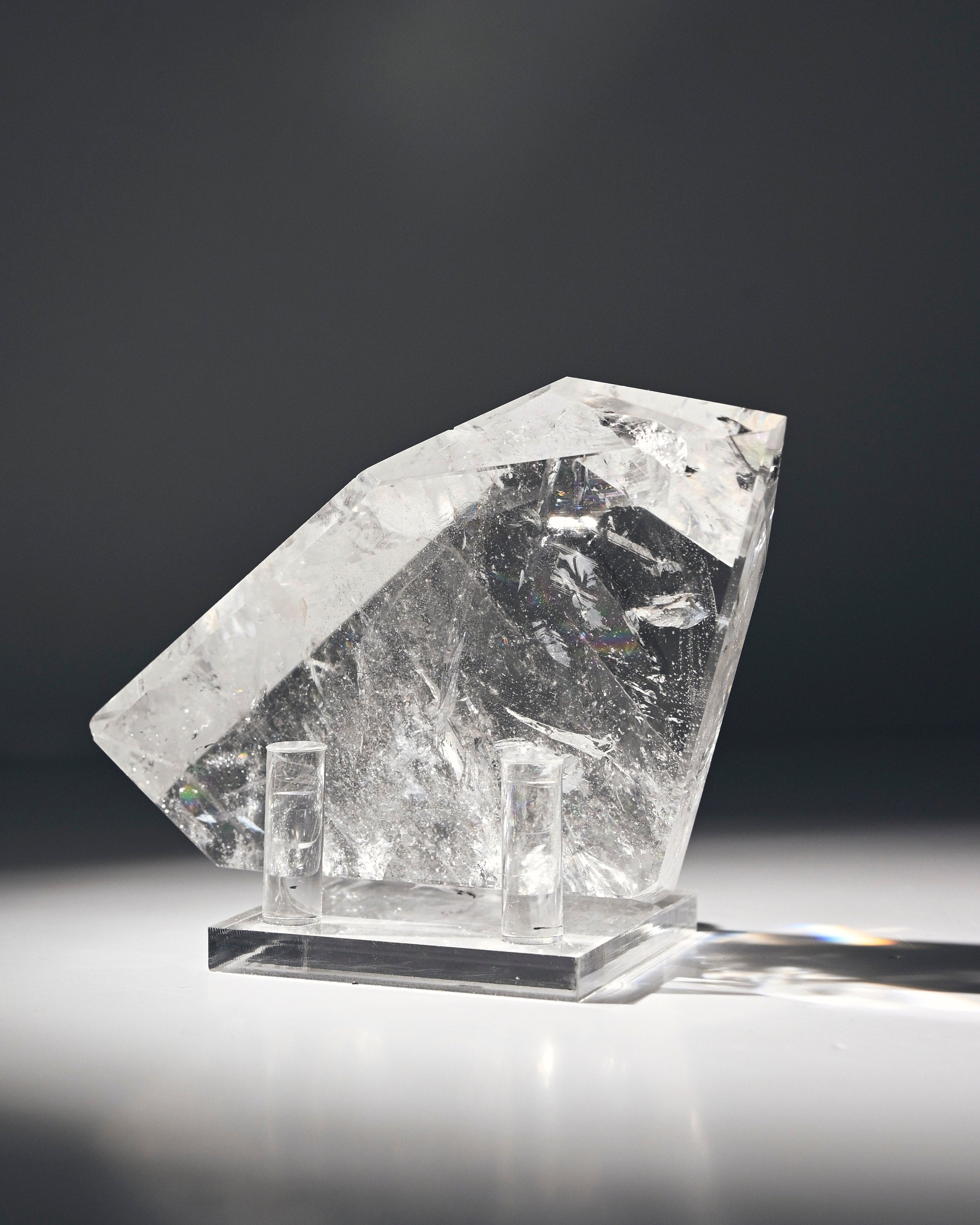 5 Inch Clear Quartz Geometric Crystal with Stand - Perfect for Home Decor, Meditation & Healing | Feng Shui, Office Desk & Gift Idea