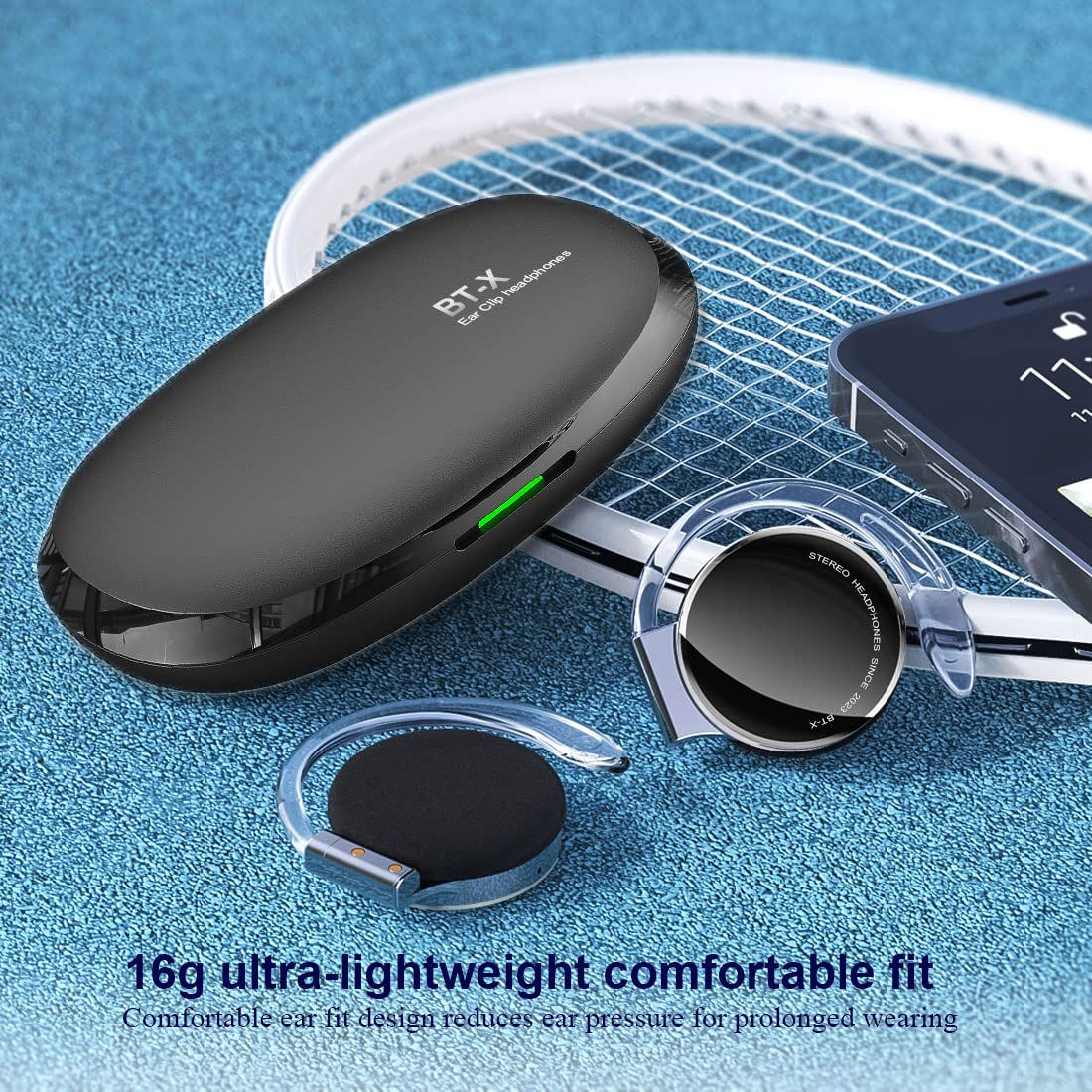Open Ear Bluetooth Headphones V5.3 - Wireless Clip-On Sports Earphones with Ear Hooks, 4-Mic Noise Cancelling, 30H Battery & Charging Case - Perfect for Running, Cycling & Gym Workouts