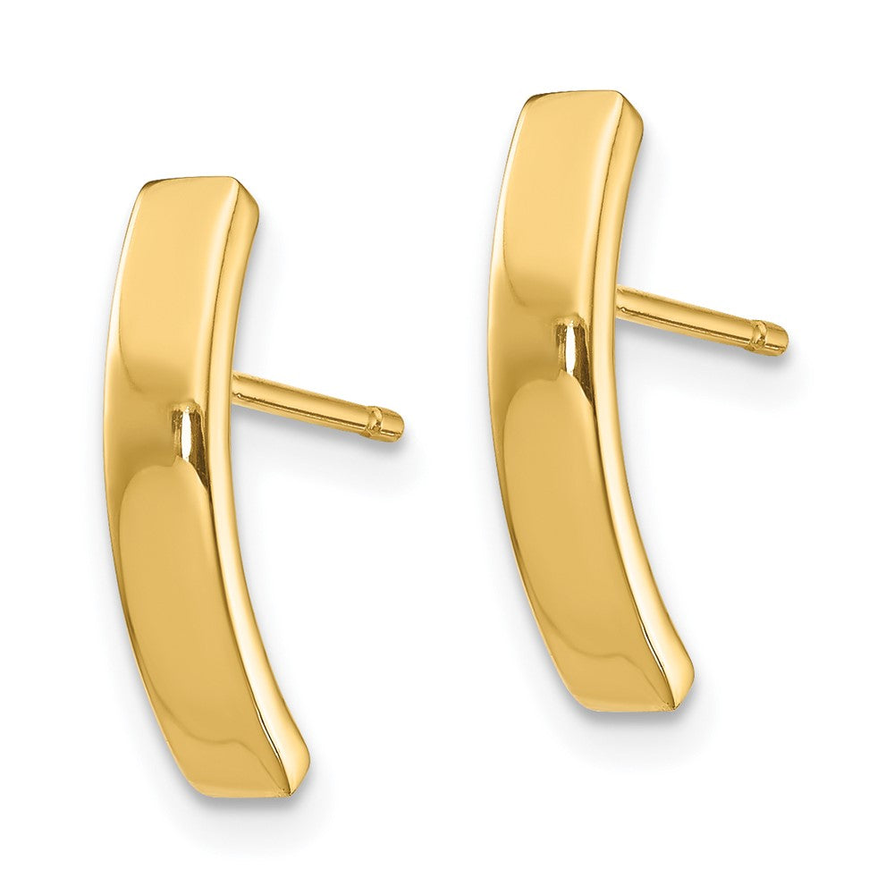 Gold Curved Bar Post Earrings - YE1870 Model | Elegant Dangle Earrings for Women | Perfect for Parties, Weddings & Everyday Wear